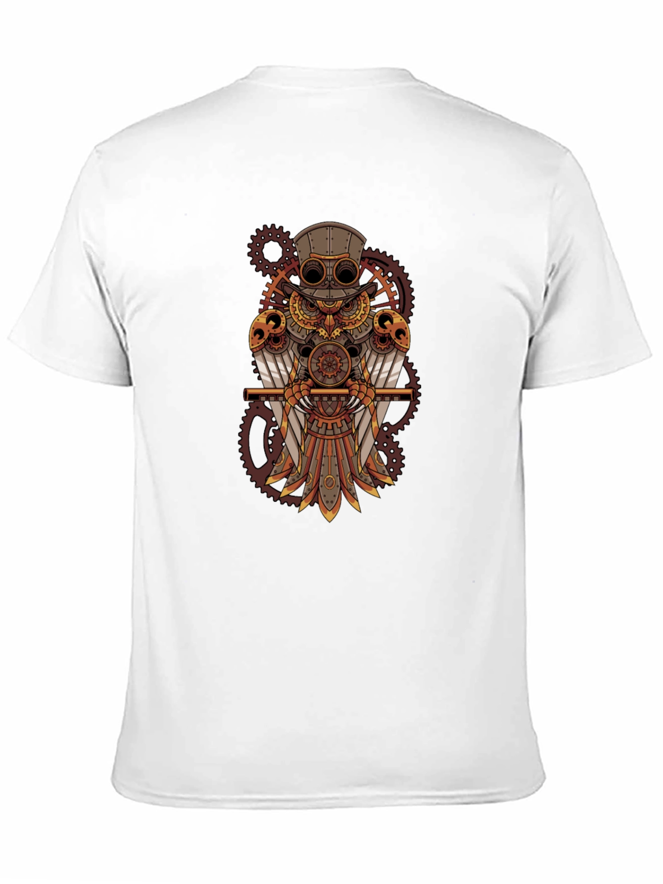 Steampunk Owl Graphic Tee - Mechanical Bird Design