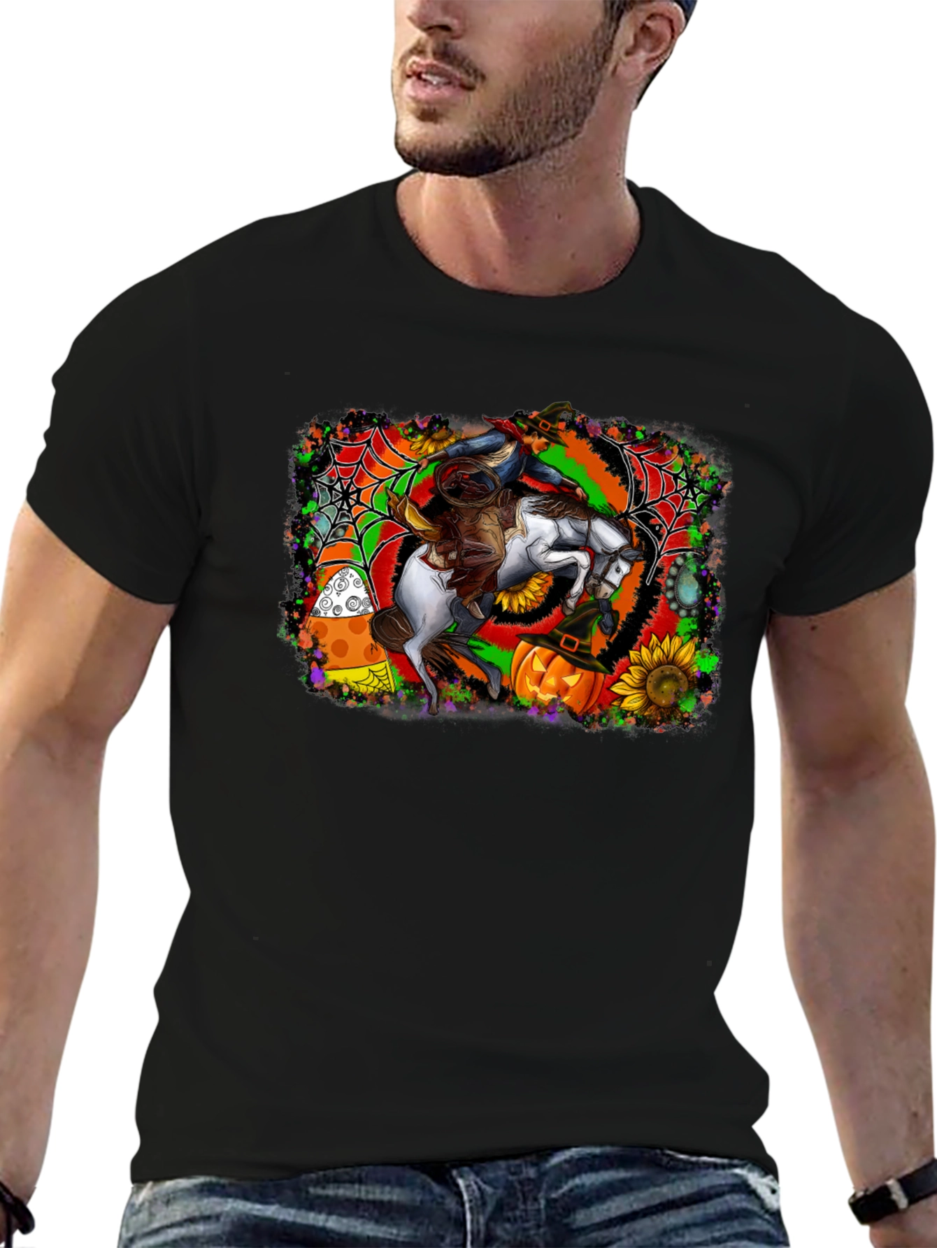Halloween Horse Rider T-Shirt - Spooky Season Apparel