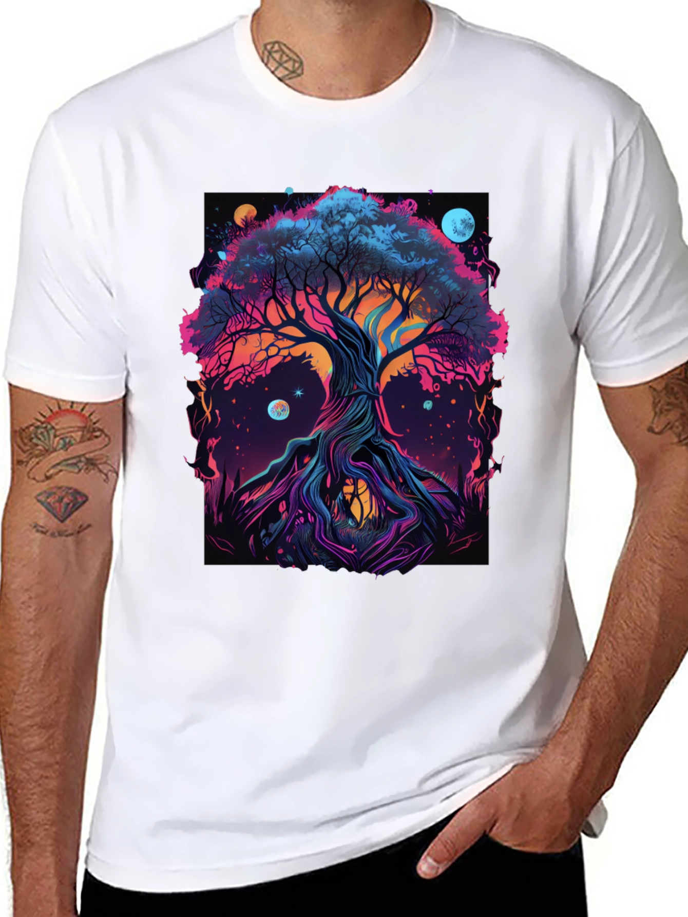 Cosmic Tree Graphic Tee - Black