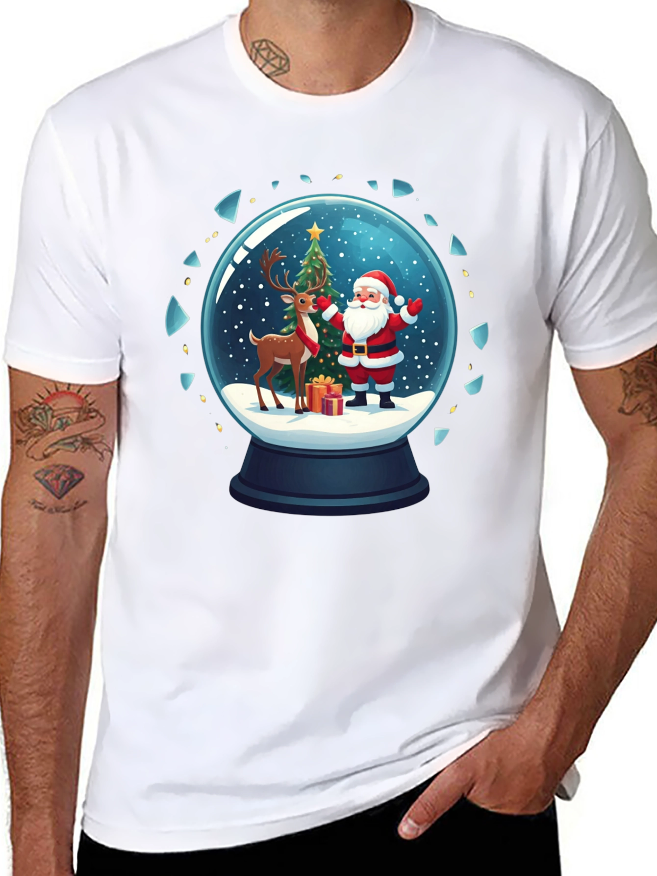 Festive Snow Globe Santa Graphic Tee