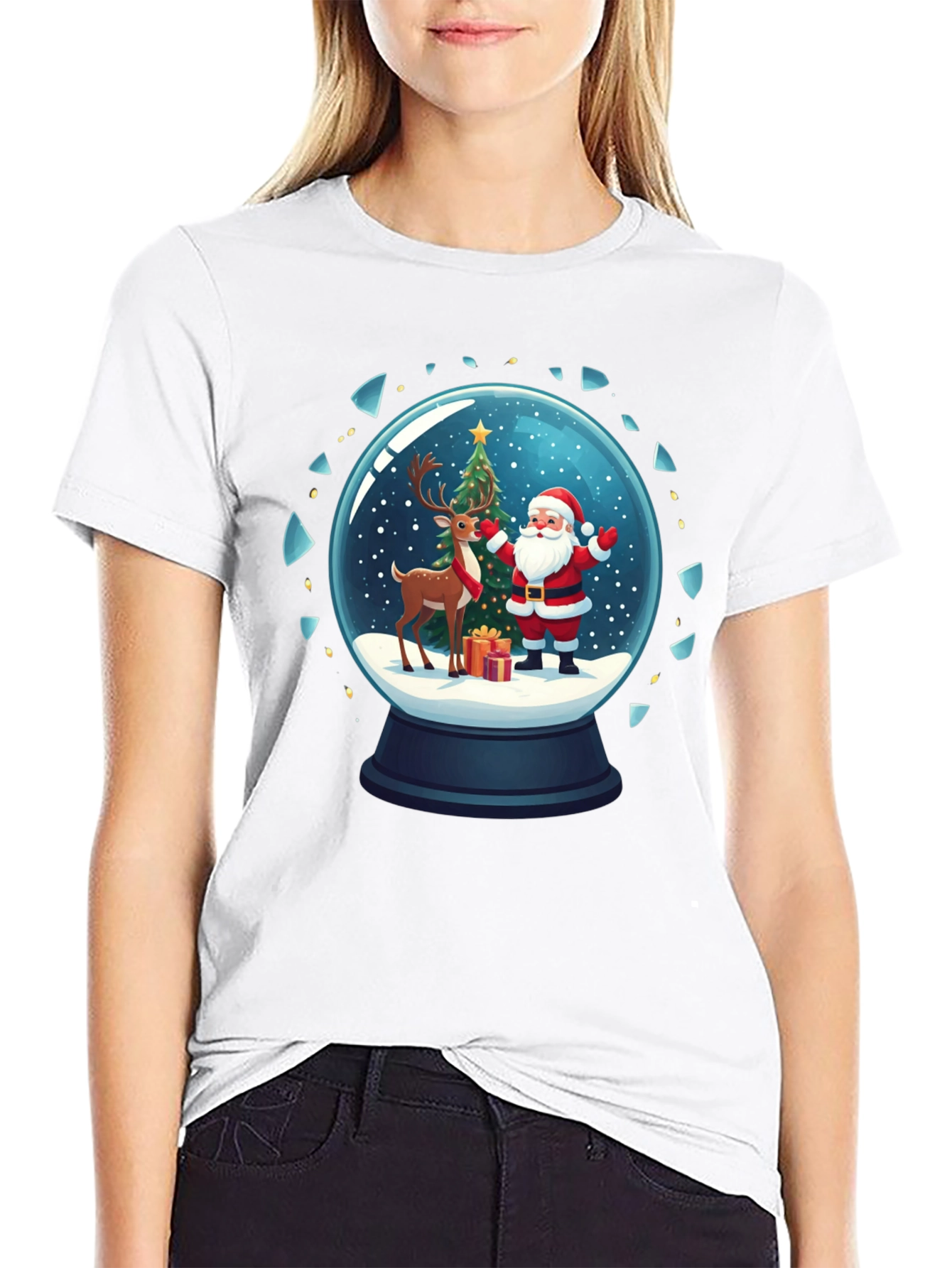 Festive Snow Globe Santa Graphic Tee