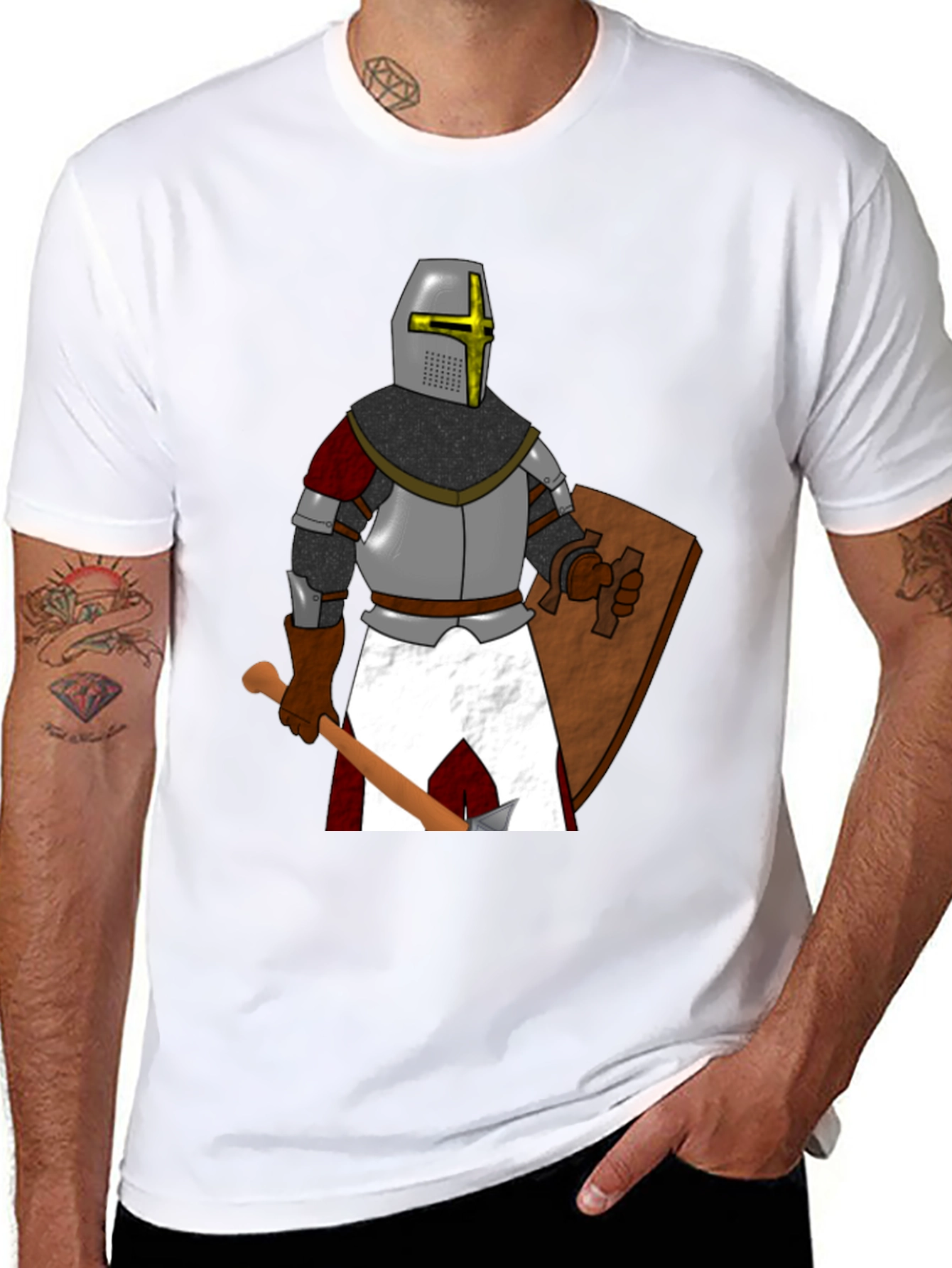Crusader Knight Graphic T-Shirt Medieval Warrior Tee