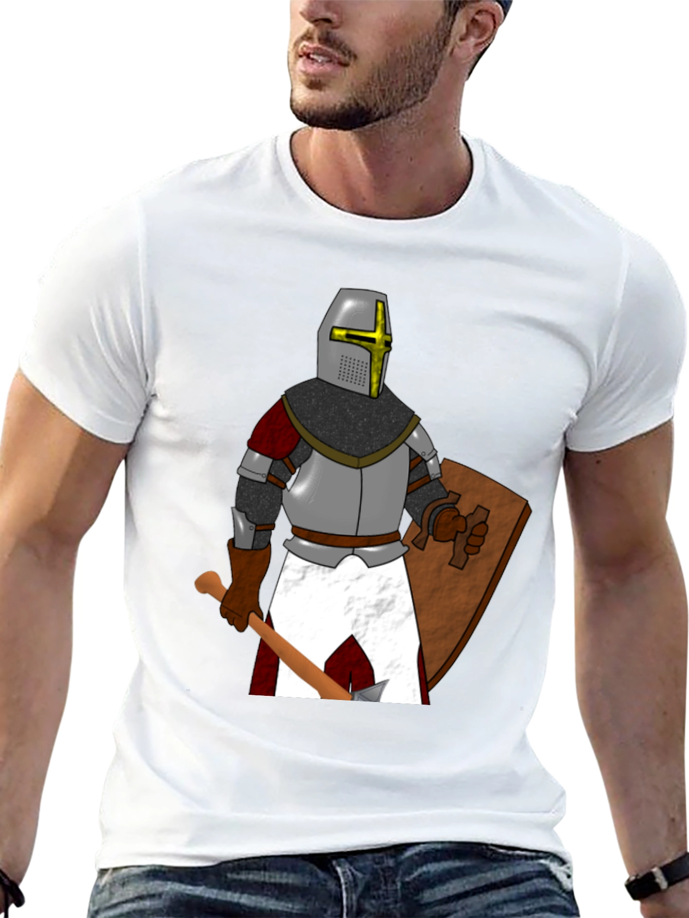 Crusader Knight Graphic T-Shirt Medieval Warrior Tee