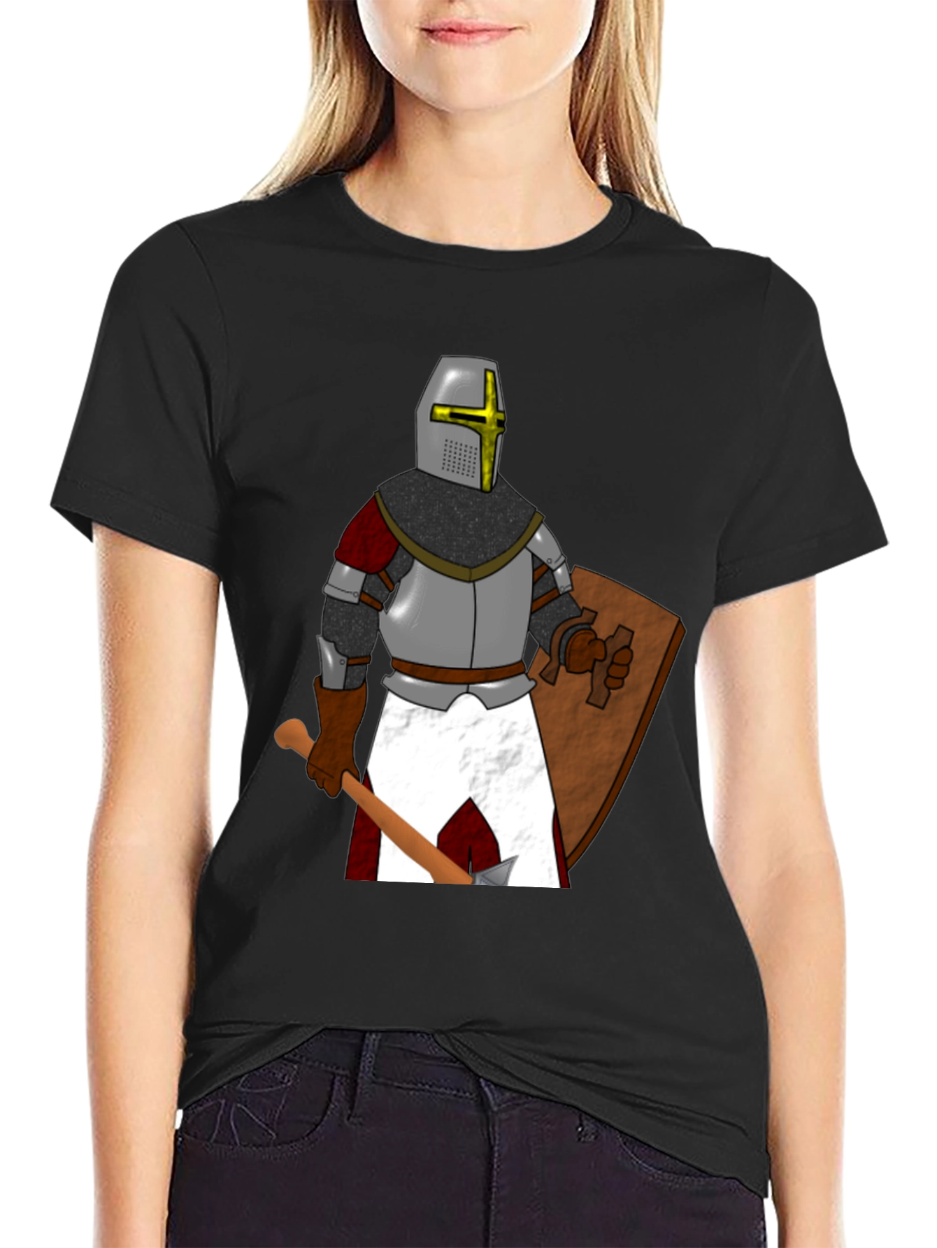 Crusader Knight Graphic T-Shirt Medieval Warrior Tee