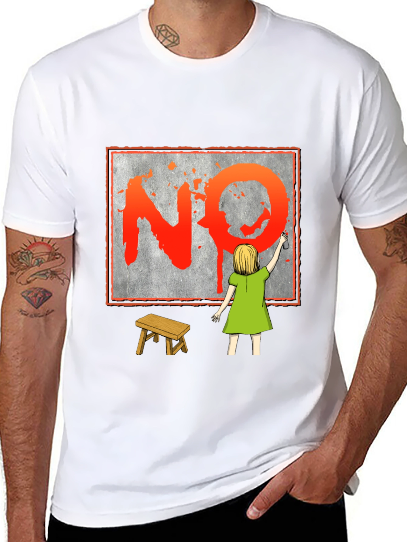 NO Graffiti Girl T-Shirt - Protest Art Tee