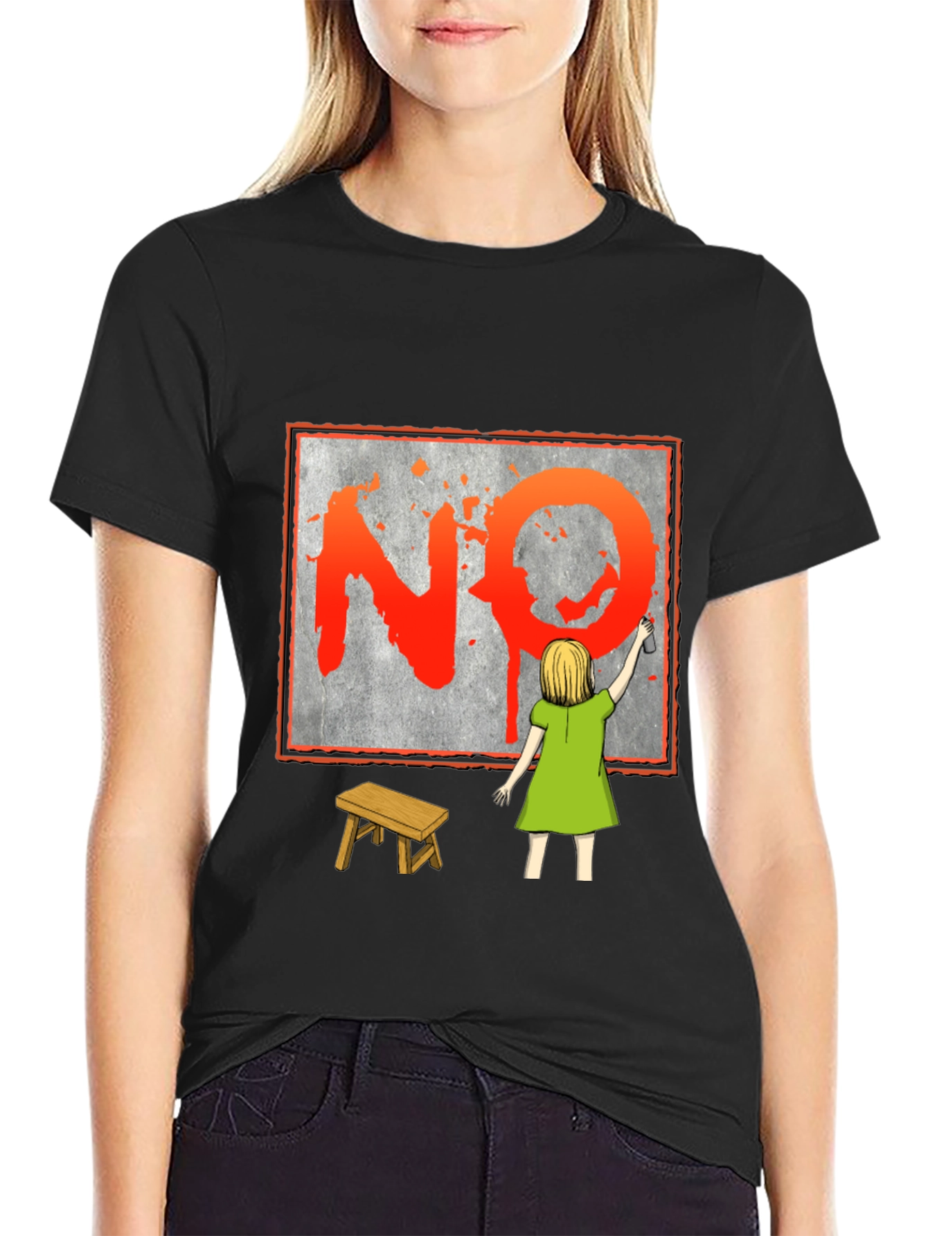 NO Graffiti Girl T-Shirt - Protest Art Tee