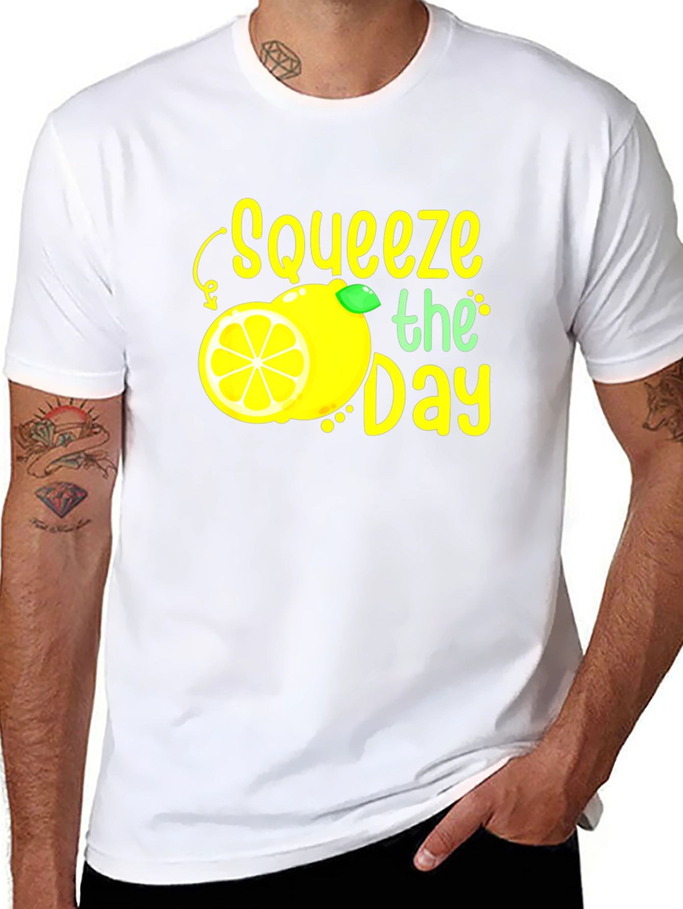 Squeeze the Day Graphic Tee - Black Cotton T-Shirt
