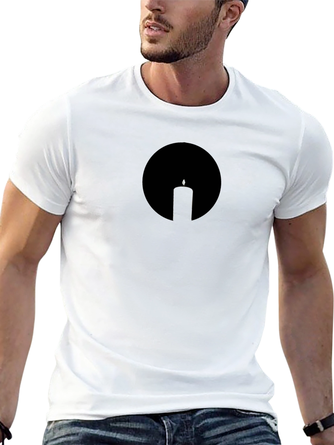 Minimalist Candle Silhouette Black T-Shirt