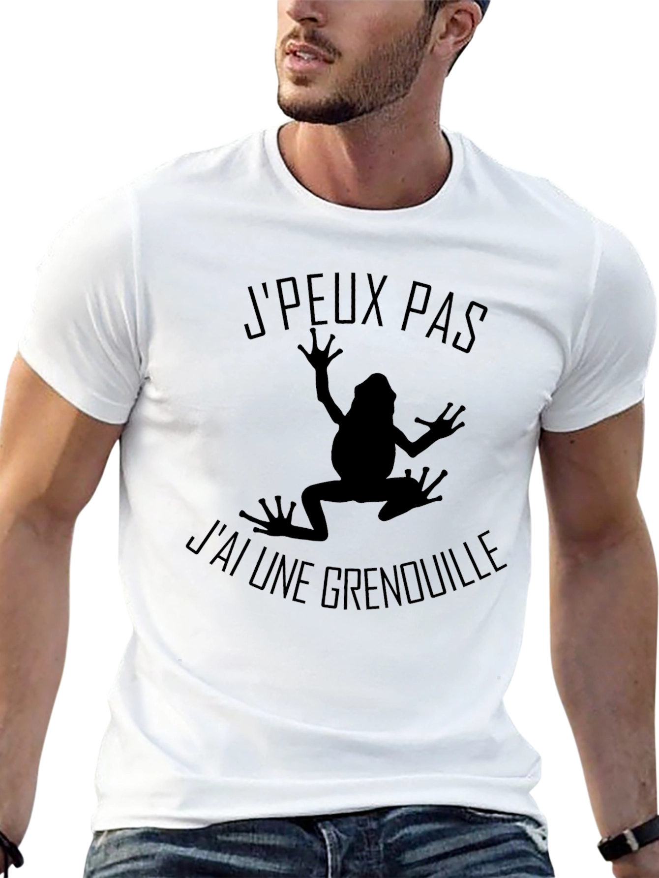 Mens Black T-Shirt - Frog Graphic French Text