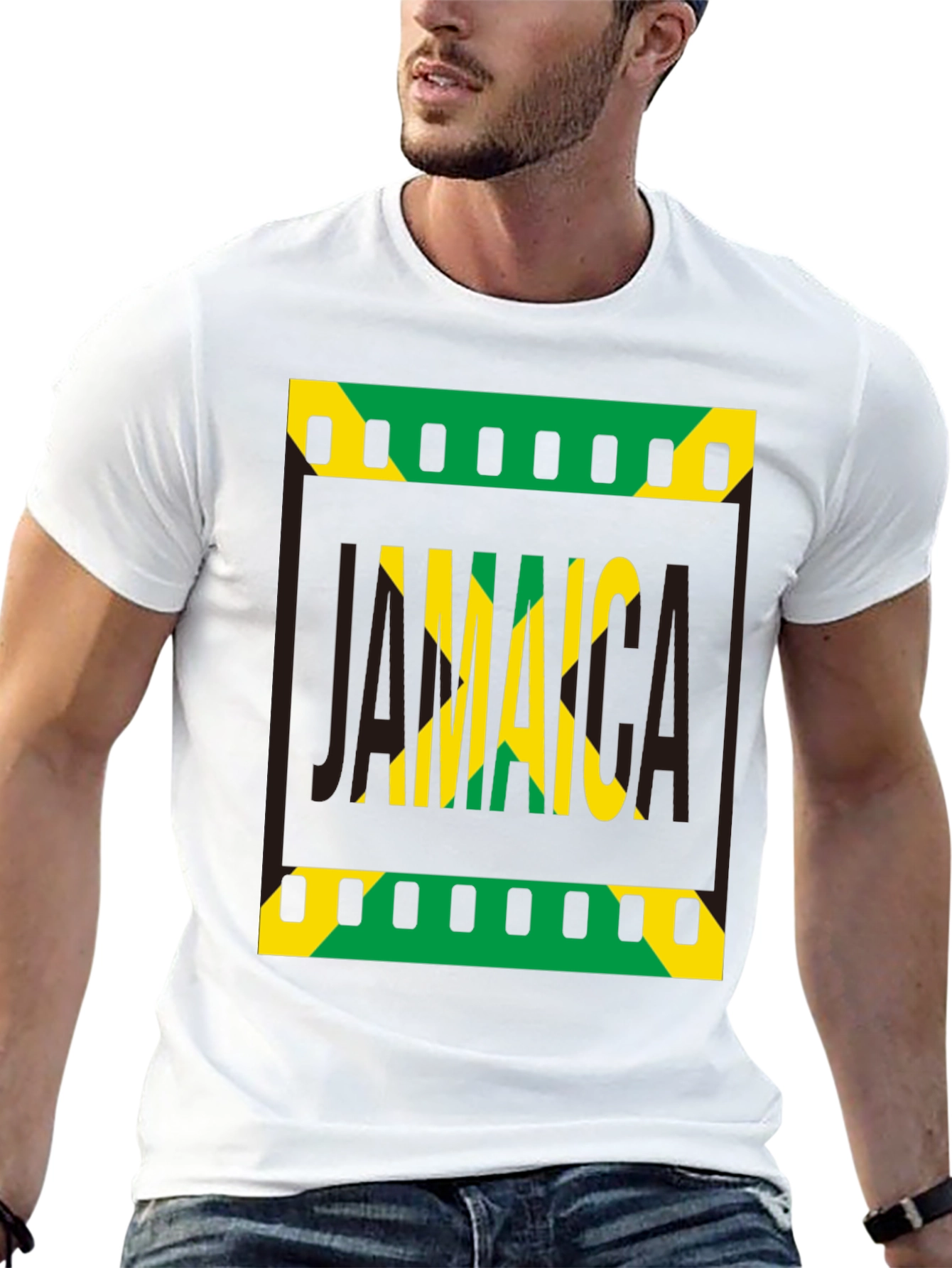 Jamaica Flag Graphic Print Black T-Shirt