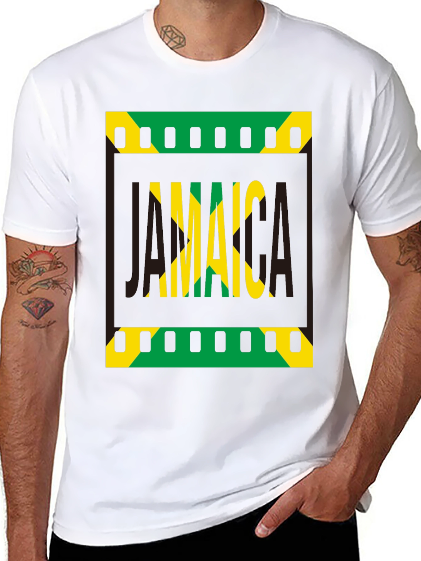 Jamaica Flag Graphic Print Black T-Shirt