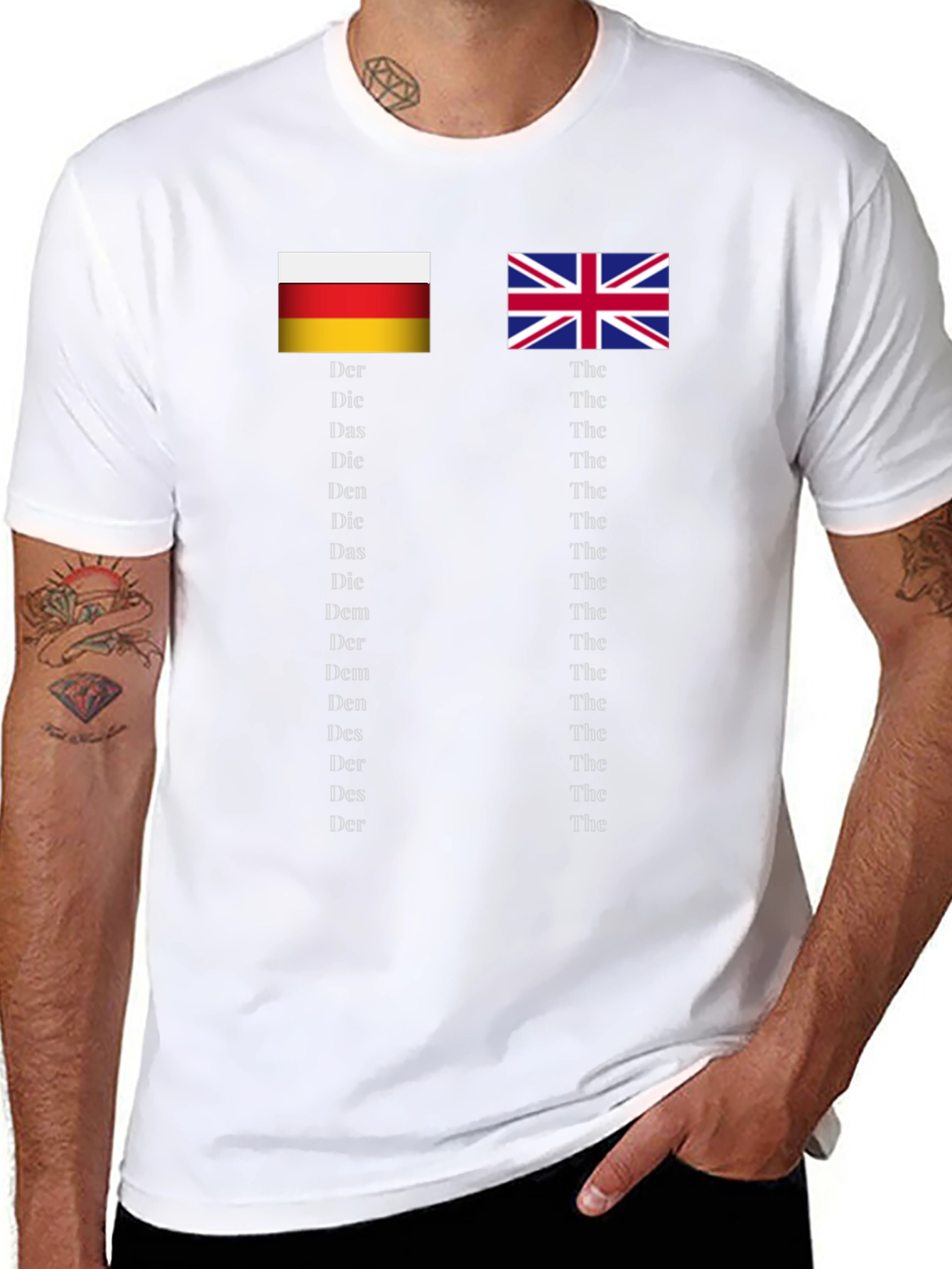 Flags & Articles T-Shirt: German & English Grammar Tee