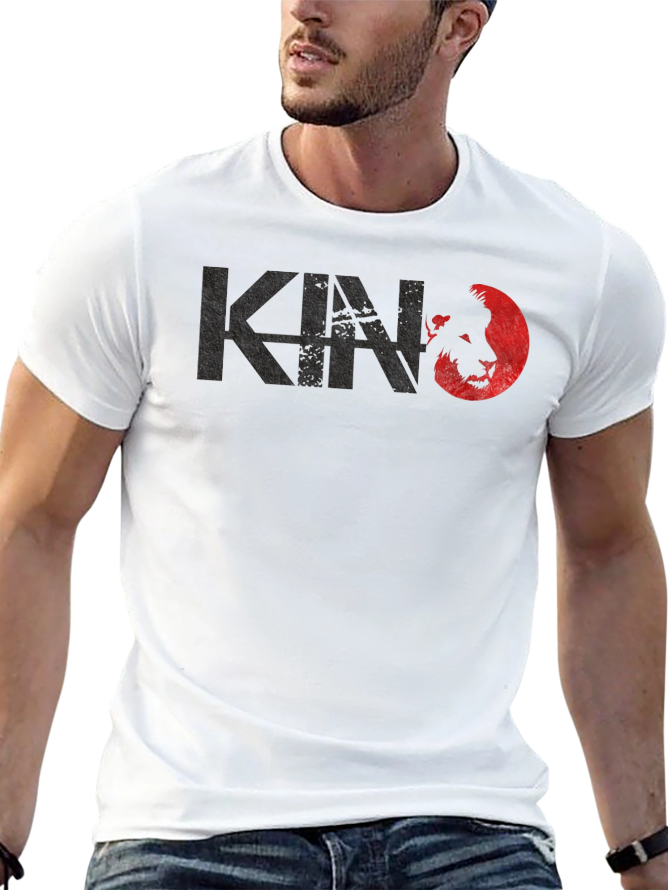 Kino Lion Graphic T-Shirt - Black Crew Neck Tee