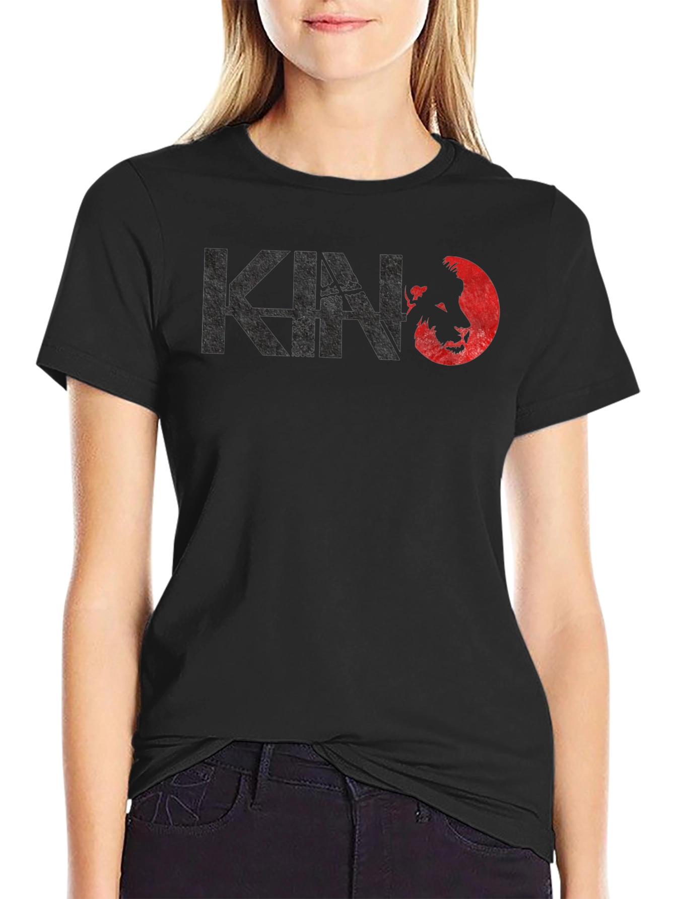 Kino Lion Graphic T-Shirt - Black Crew Neck Tee