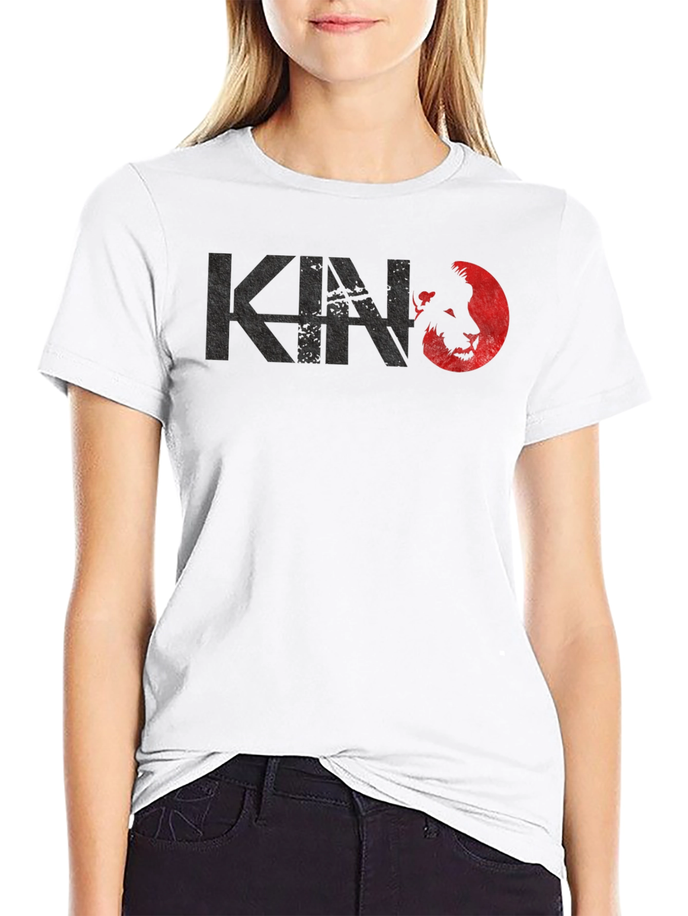 Kino Lion Graphic T-Shirt - Black Crew Neck Tee