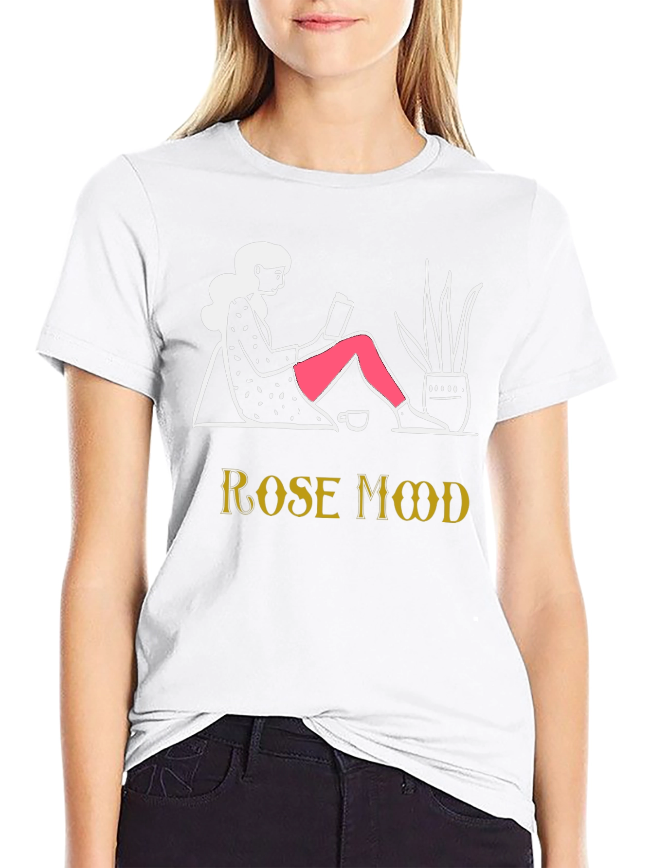 Rose Mood T-Shirt - Cozy Book Reader Design