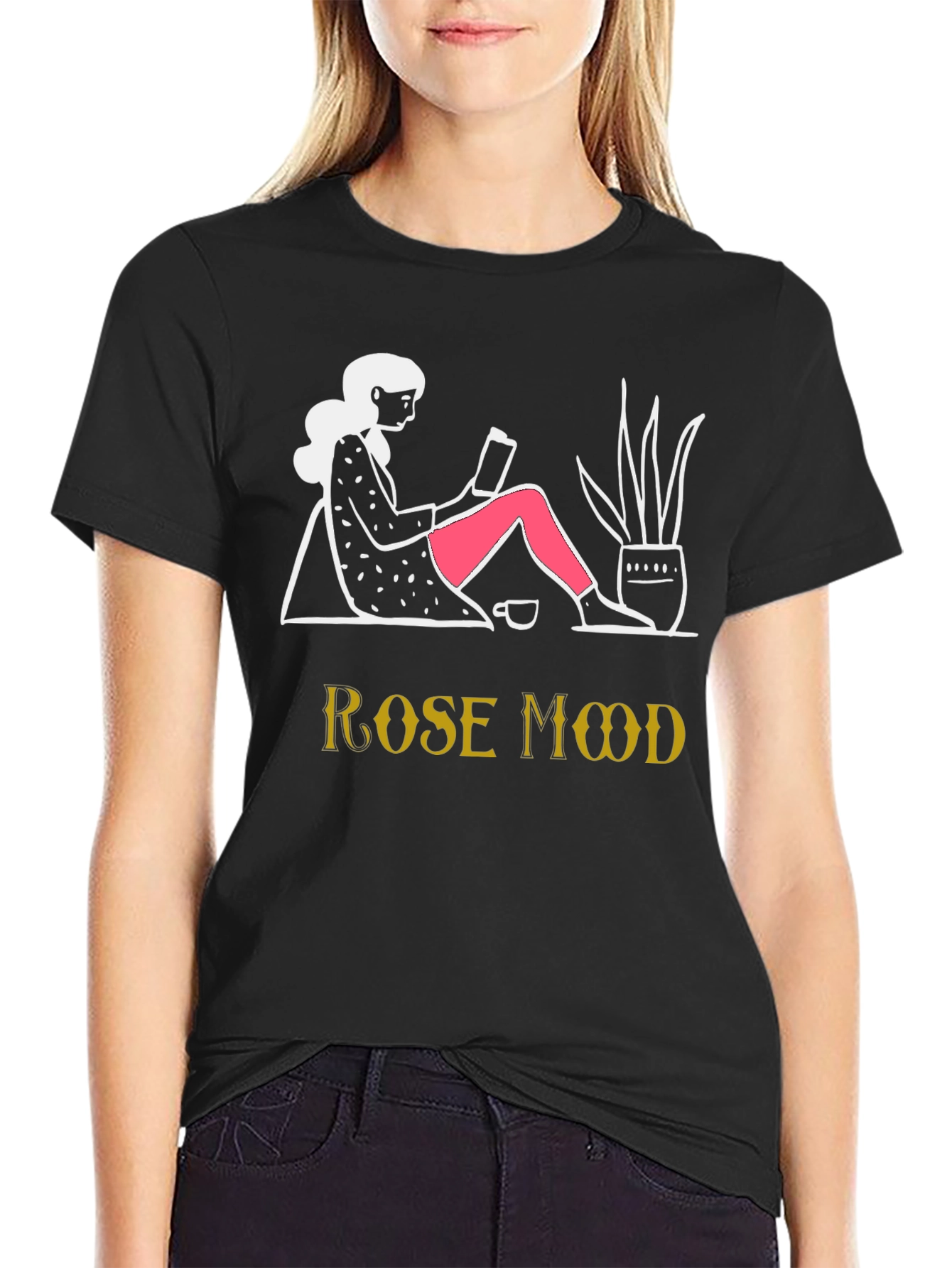 Rose Mood T-Shirt - Cozy Book Reader Design