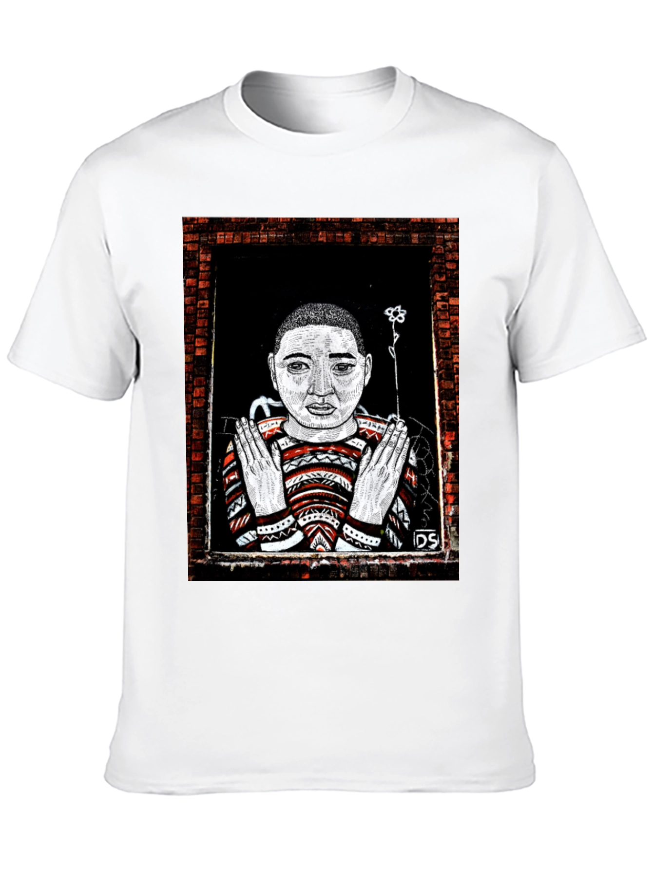 Unique Graphic Print Tee - Artistic Portrait Design