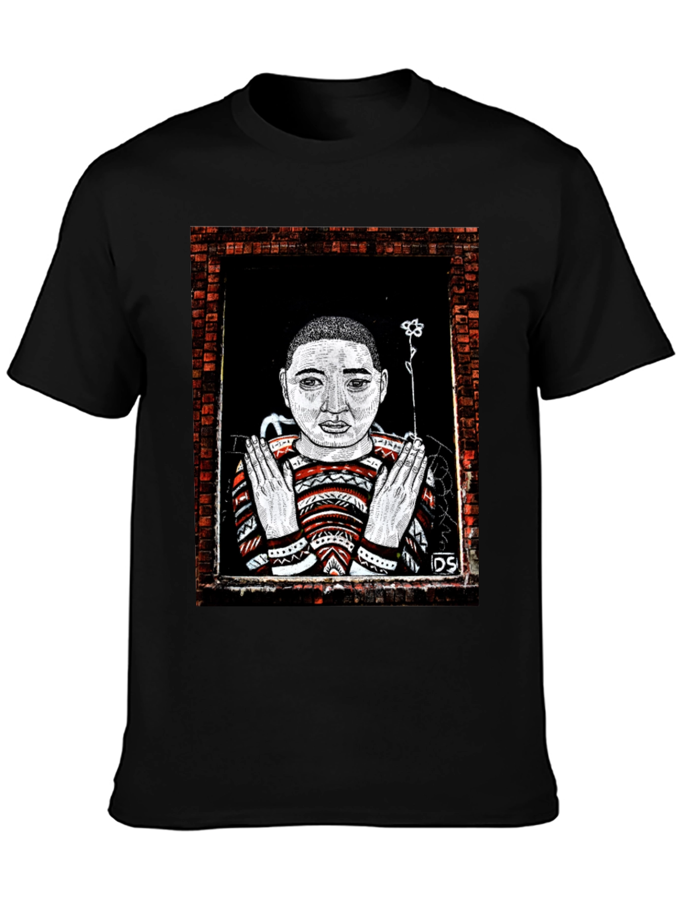 Unique Graphic Print Tee - Artistic Portrait Design