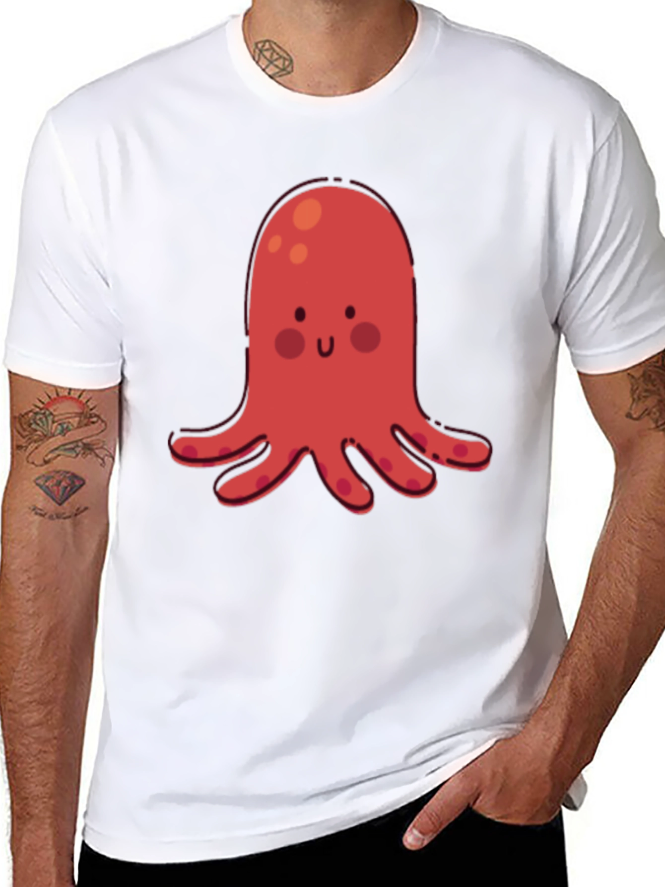 Cute Red Octopus Graphic T-Shirt