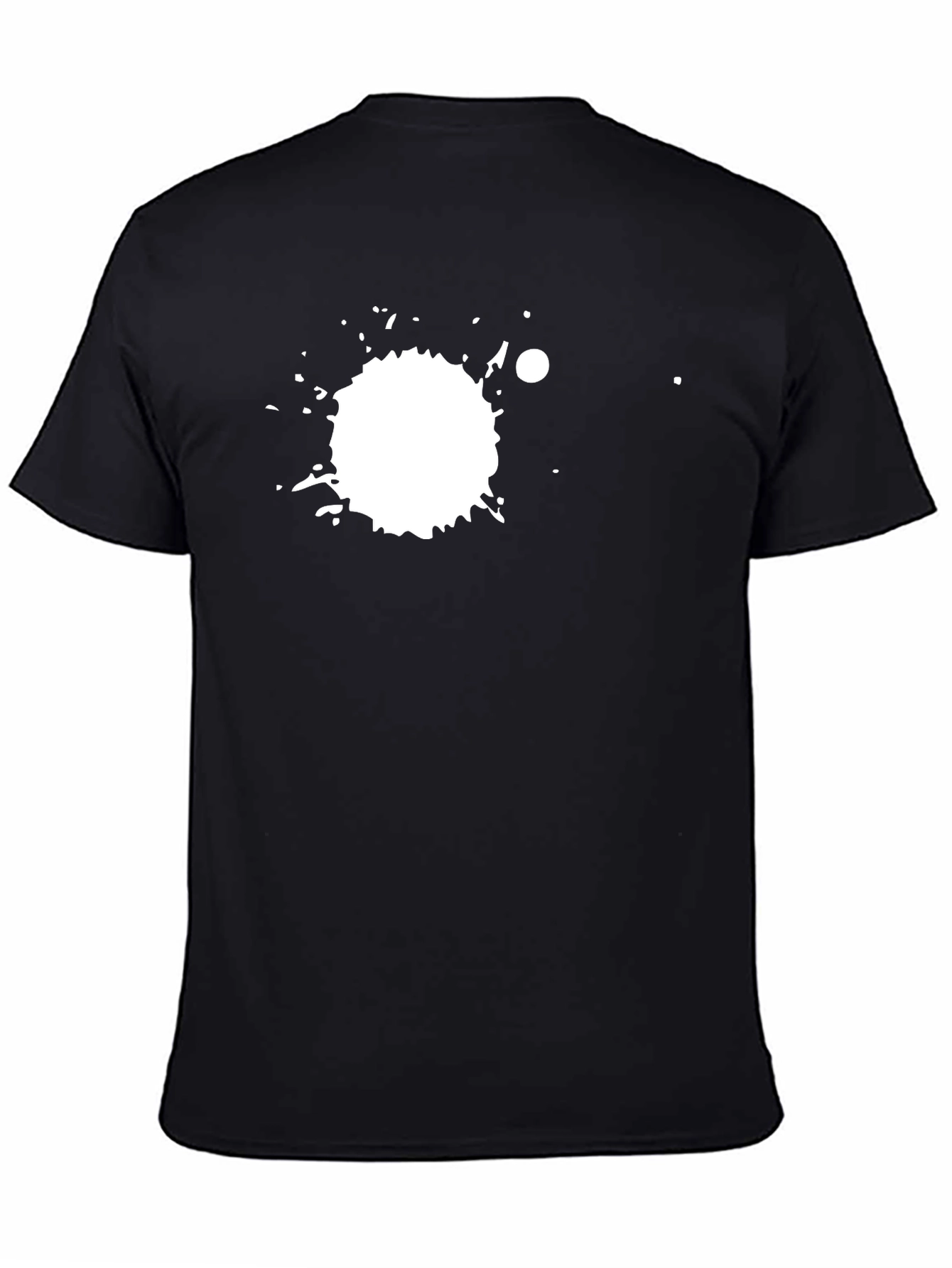 Black Tee with White Splatter Graphic Print