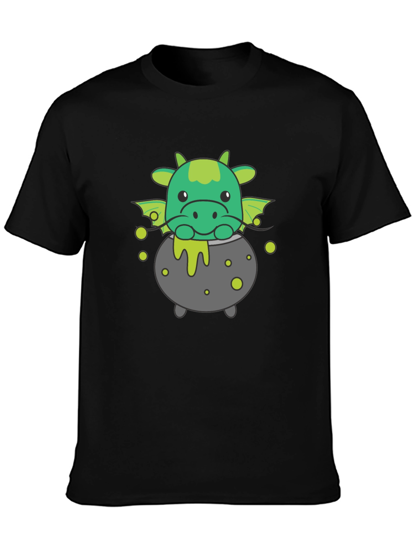 Cute Dragon Cauldron Black T-Shirt