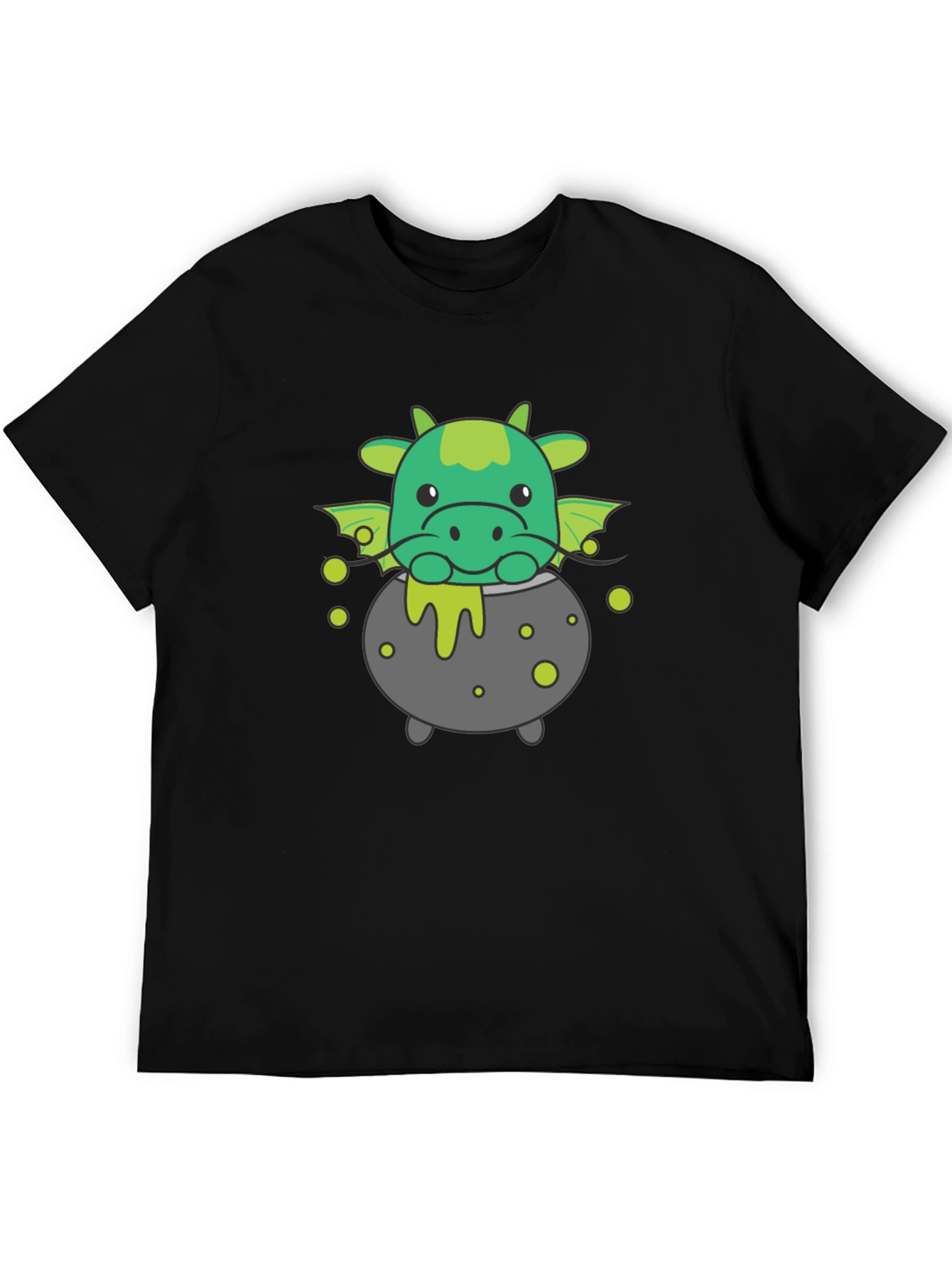 Cute Dragon Cauldron Black T-Shirt