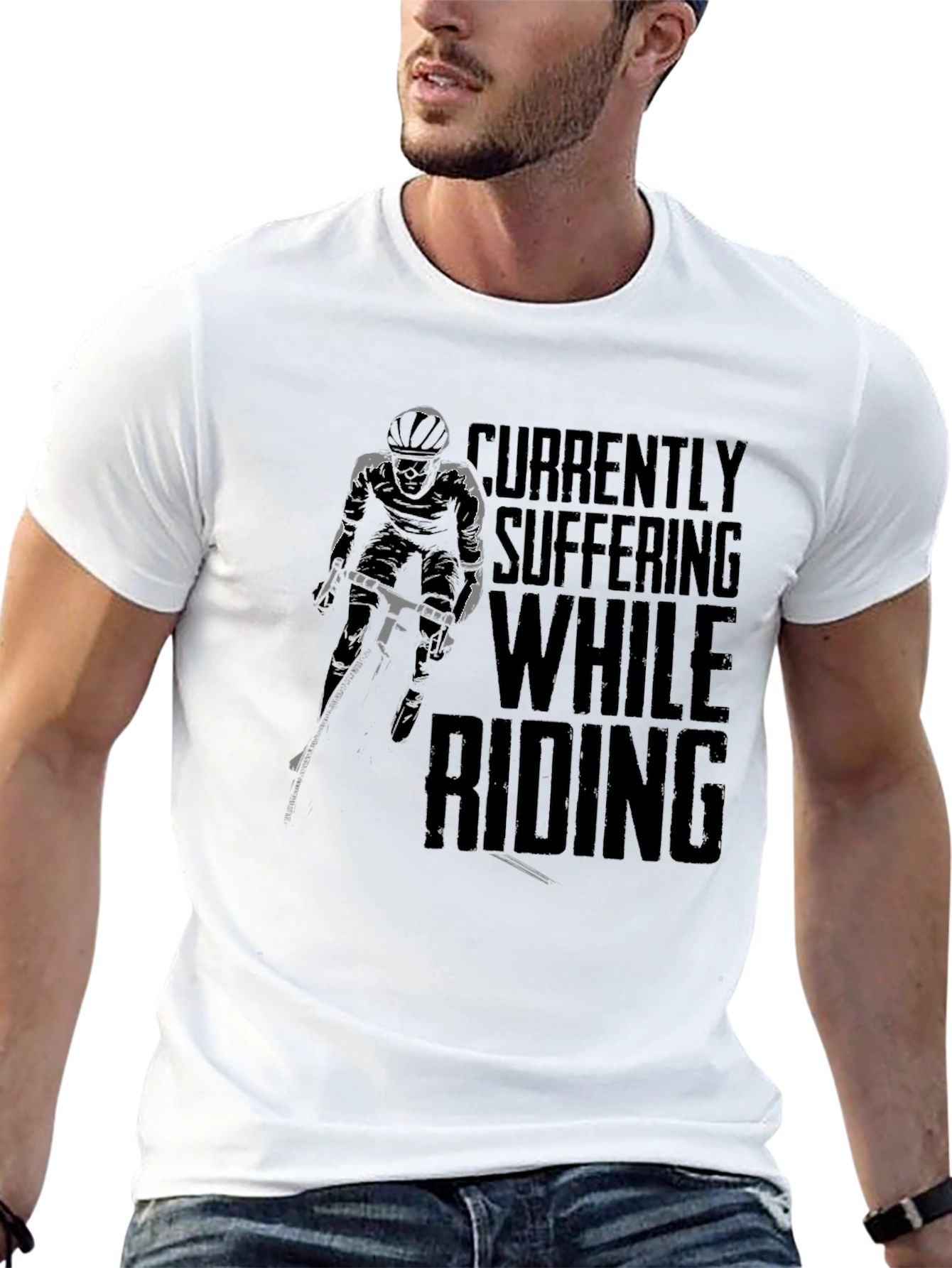 Currently Suffering While Riding Black Graphic Tee