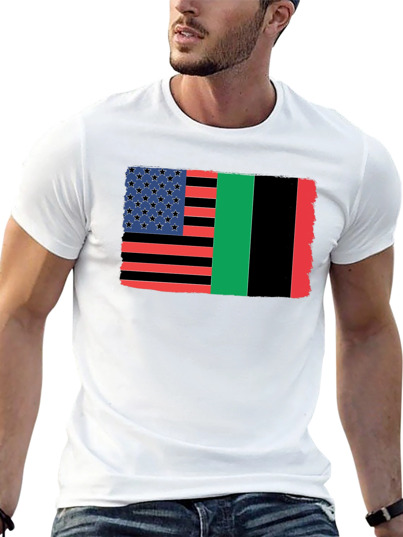 Pan-African Flag American Flag T-Shirt