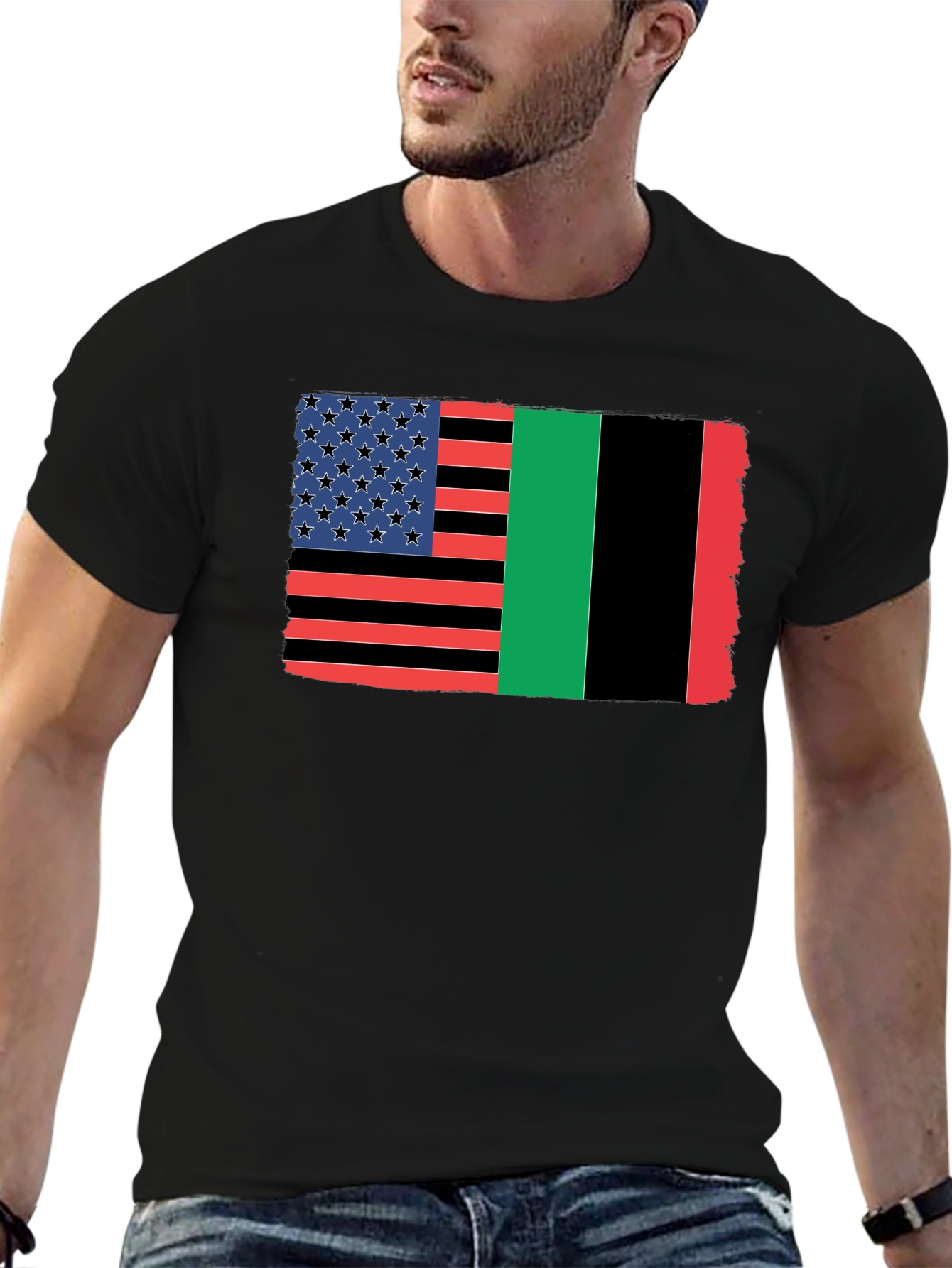 Pan-African Flag American Flag T-Shirt