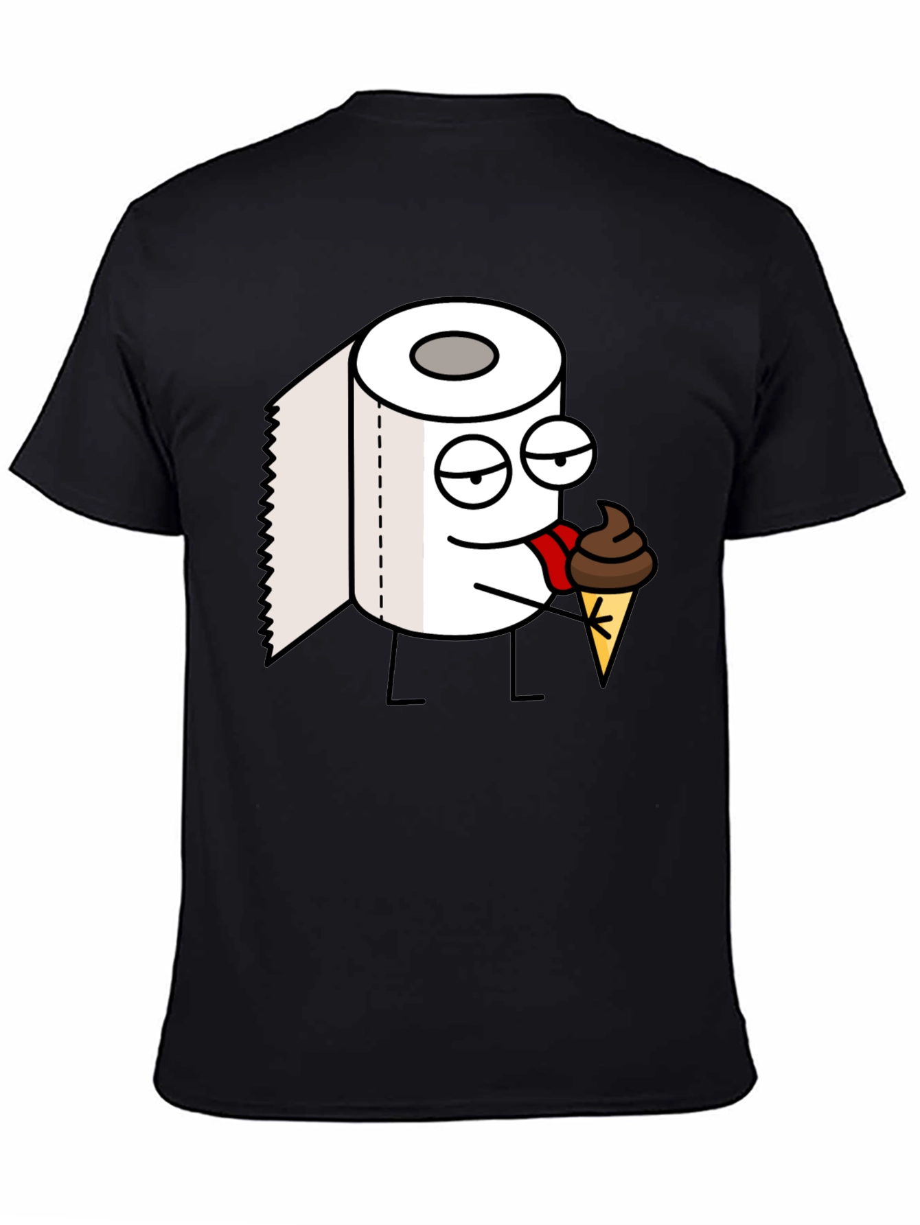 Toilet Paper Ice Cream Funny Black T-Shirt