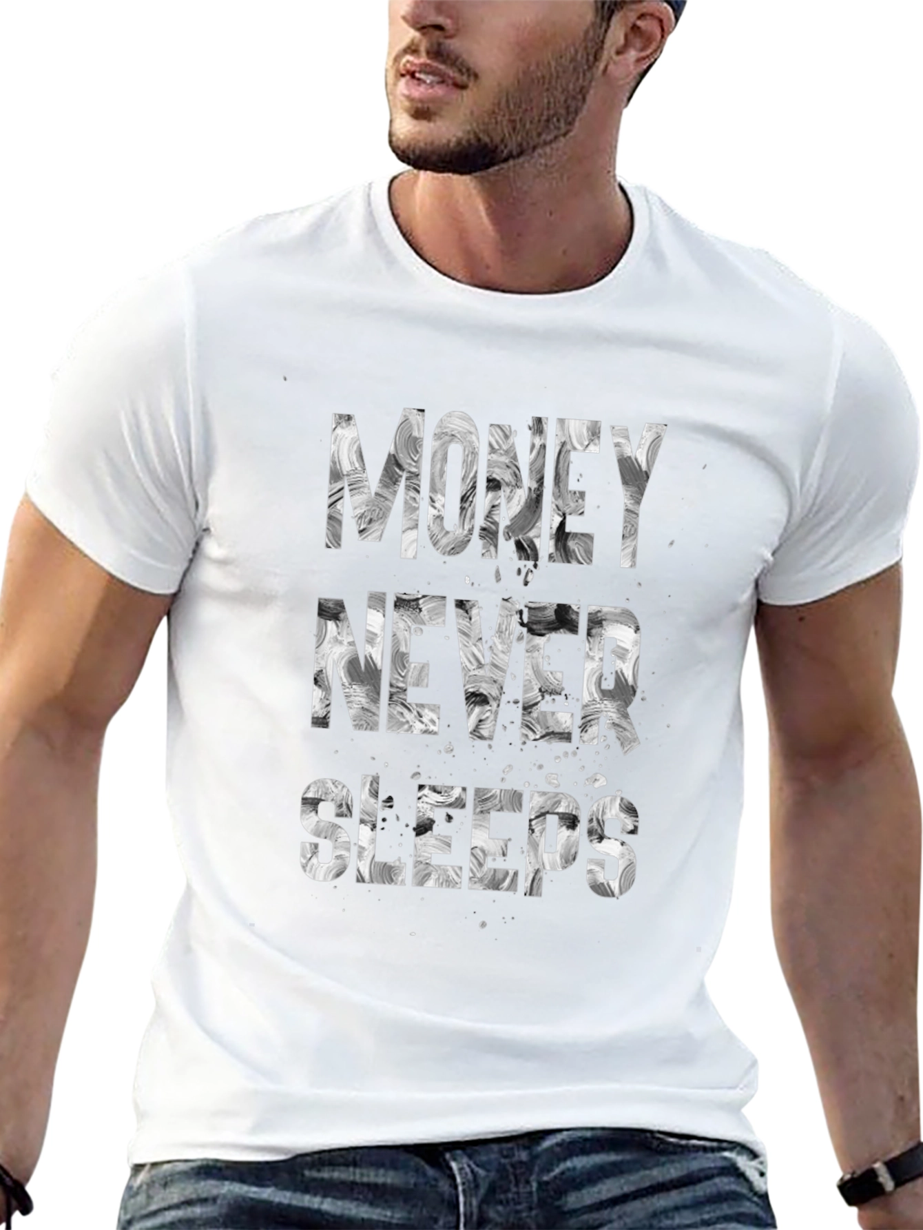 Money Never Sleeps Graphic Tee - Black
