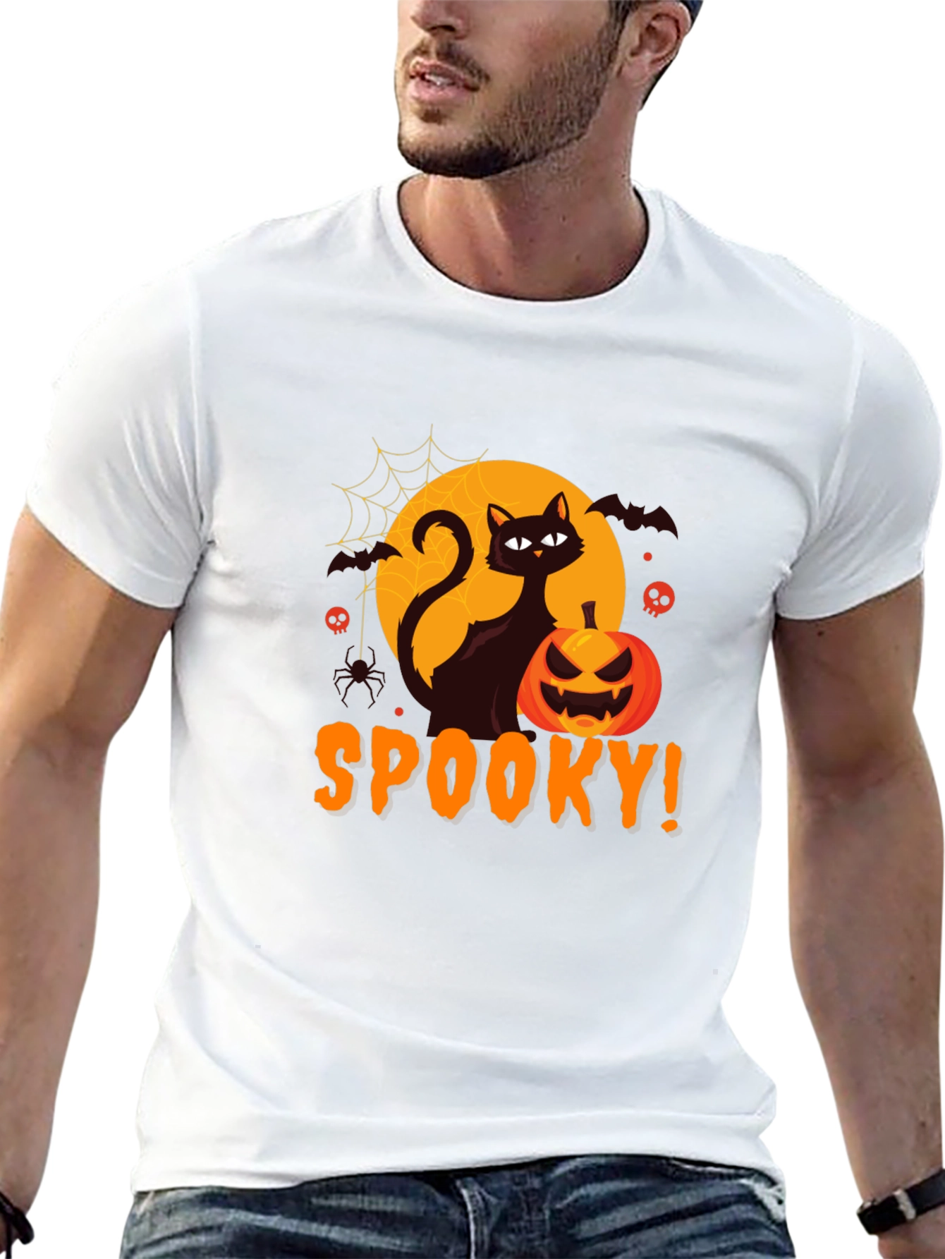 Spooky Halloween Black Cat Graphic Tee