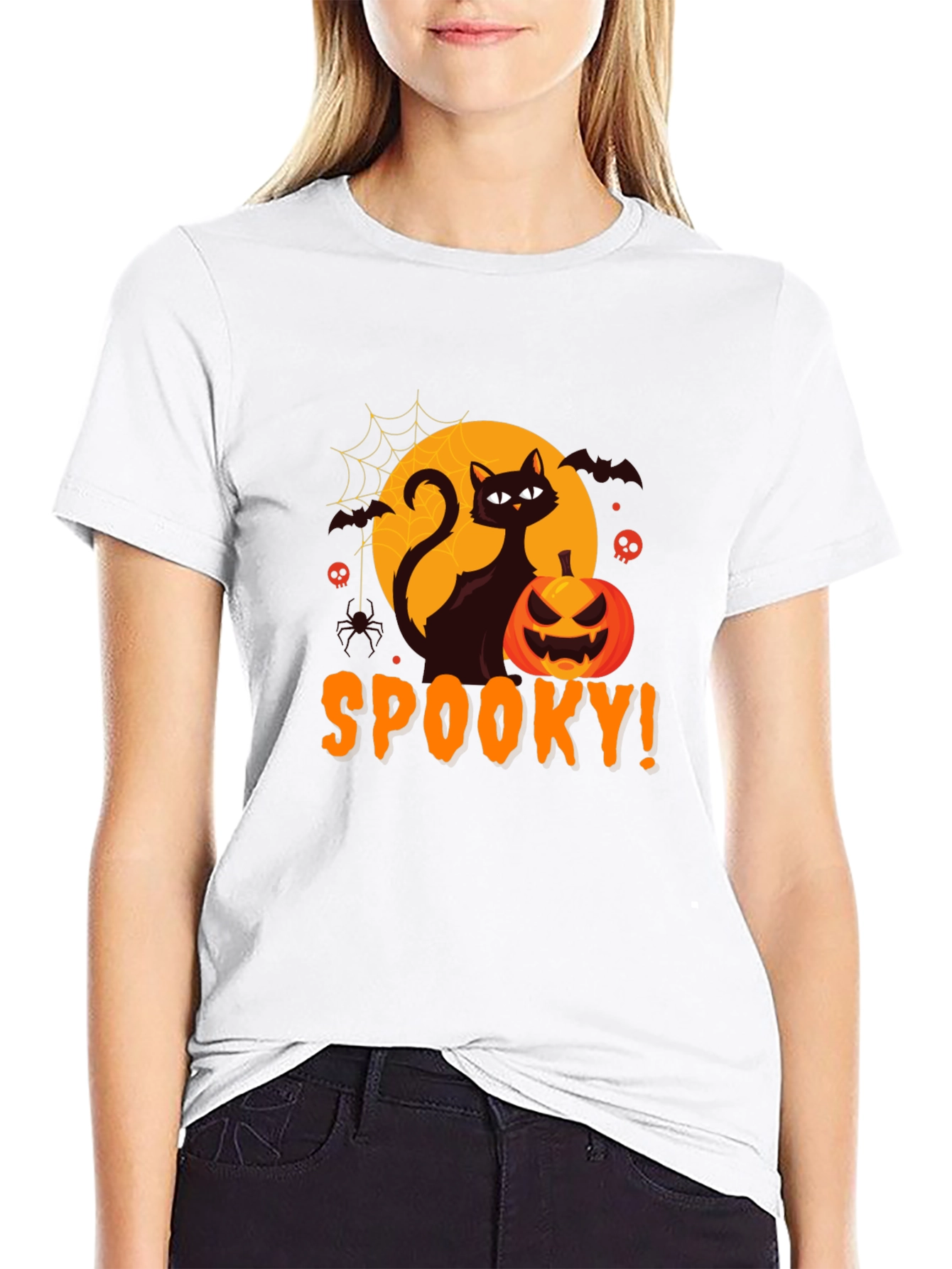 Spooky Halloween Black Cat Graphic Tee