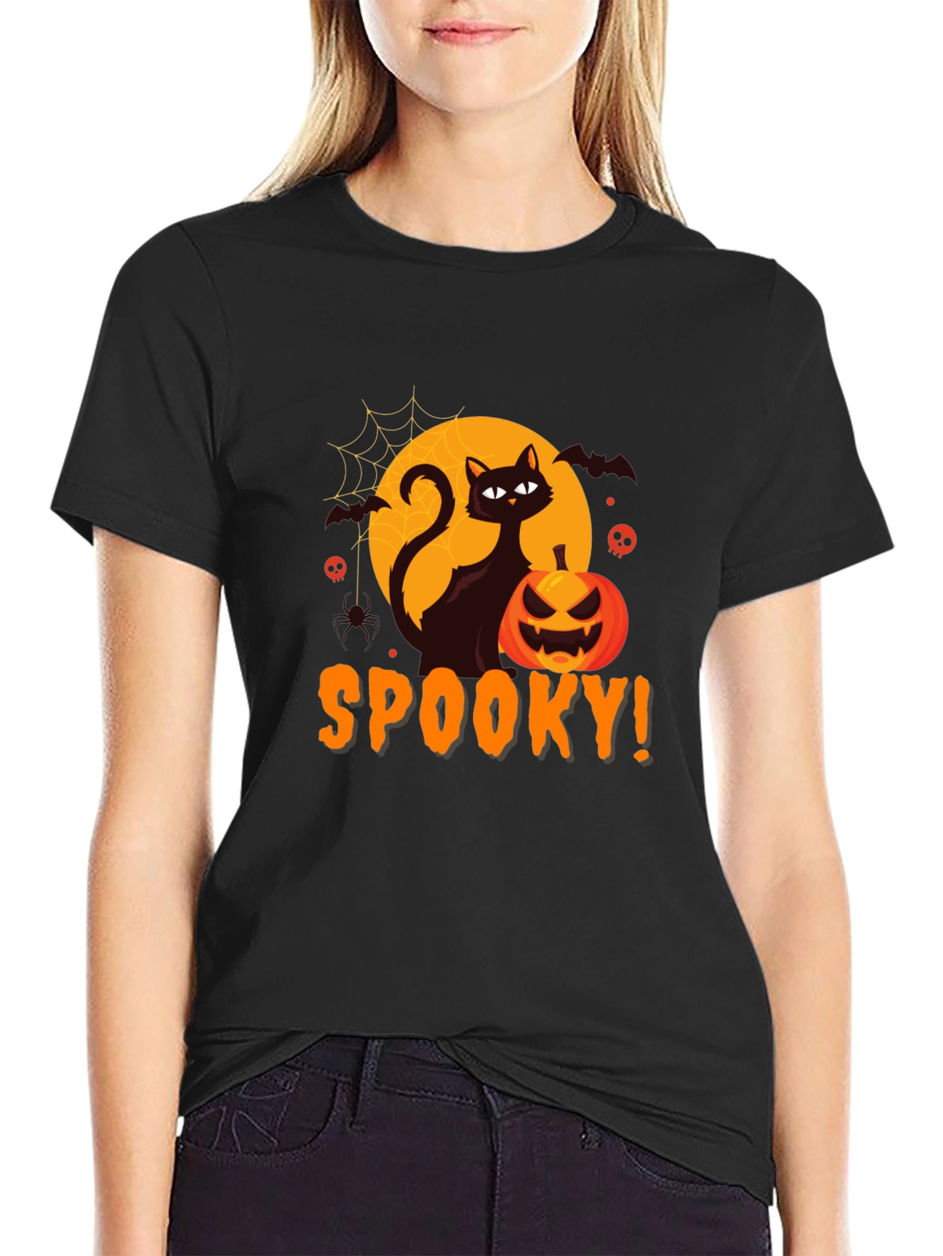 Spooky Halloween Black Cat Graphic Tee