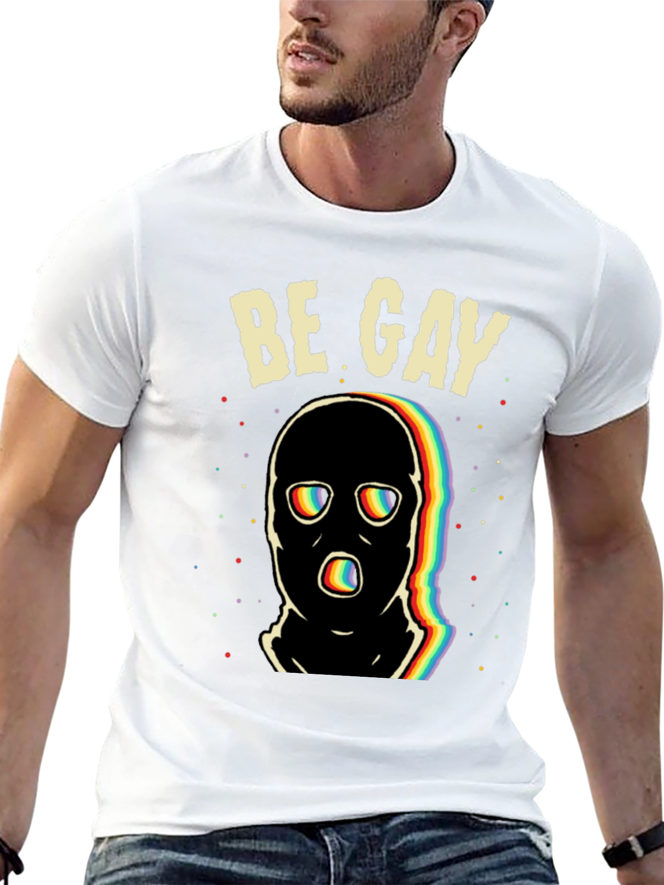 Be Gay T-Shirt - Rainbow Graphic Tee