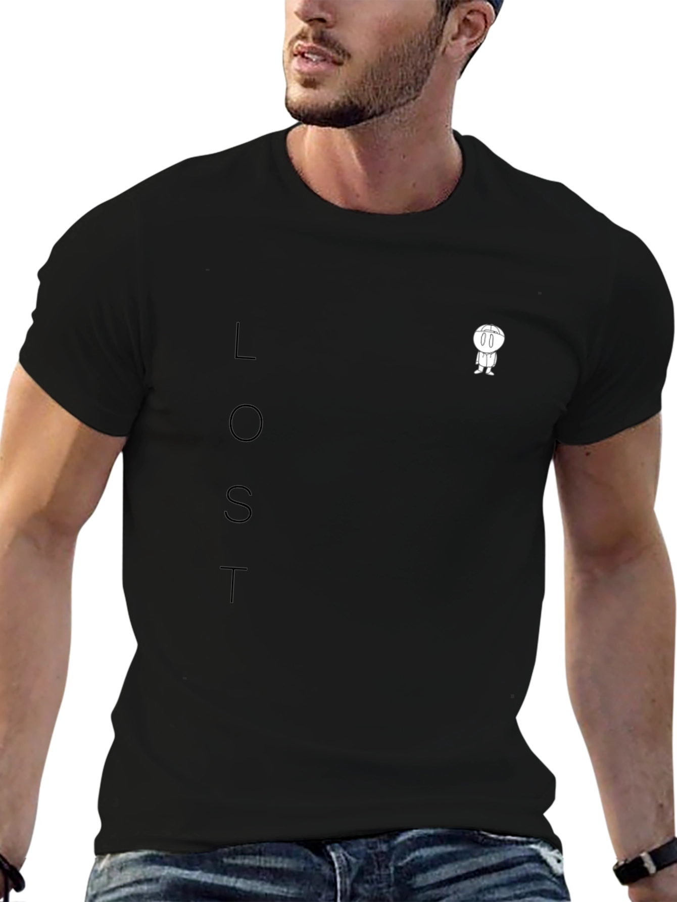Lost Tee - Minimalist Black Graphic T-Shirt