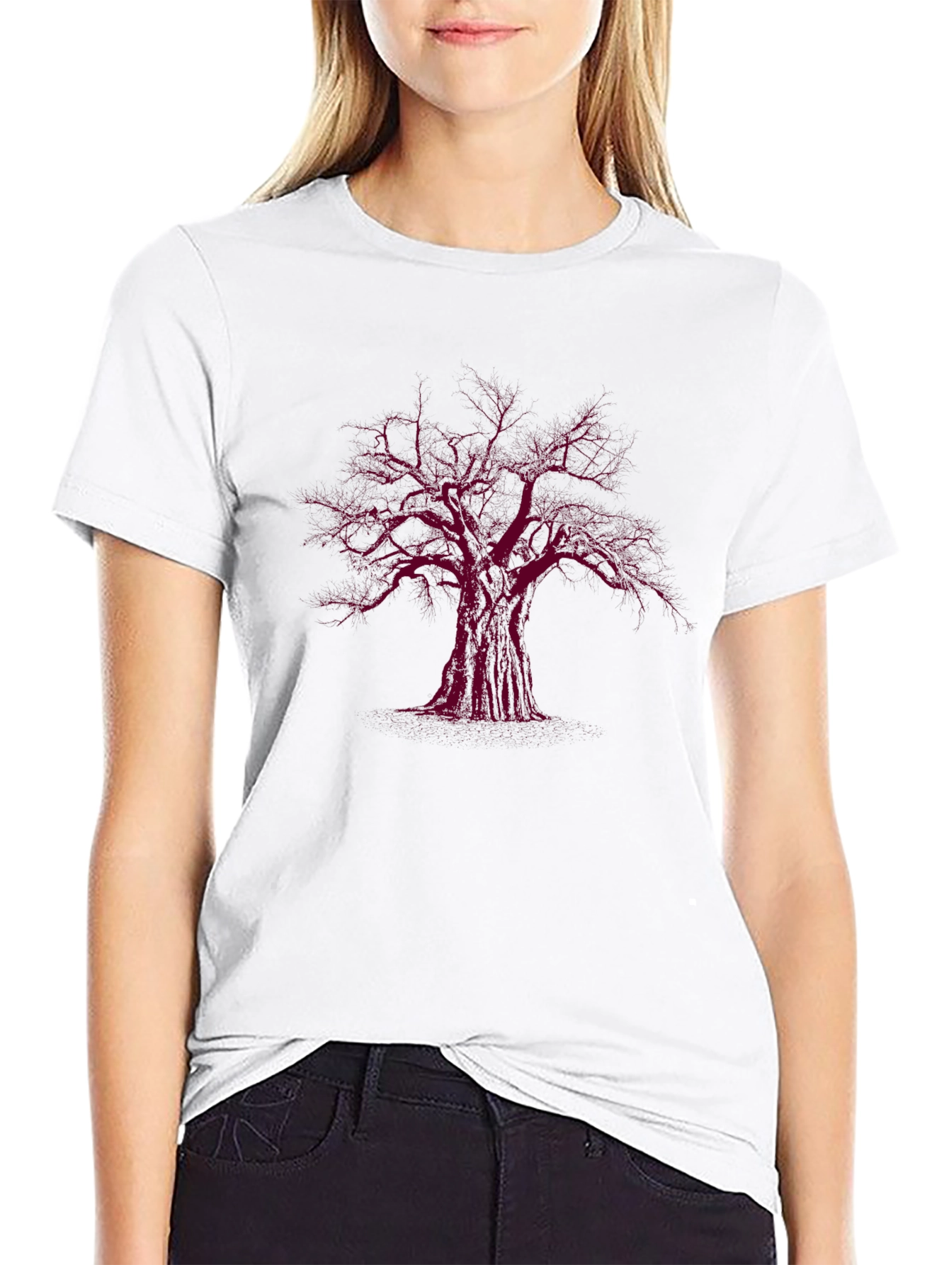Black T-Shirt with Tree Graphic