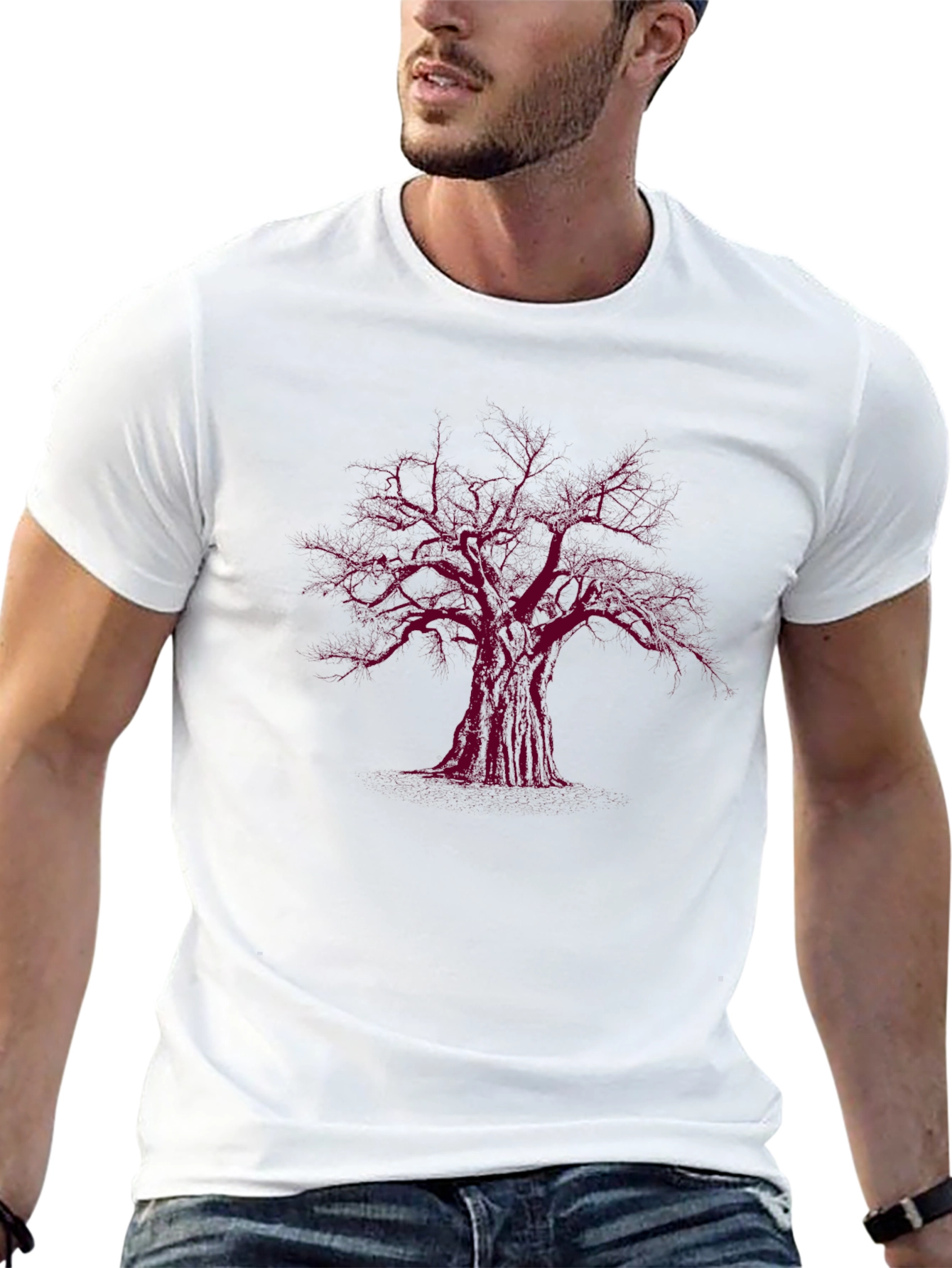 Black T-Shirt with Tree Graphic