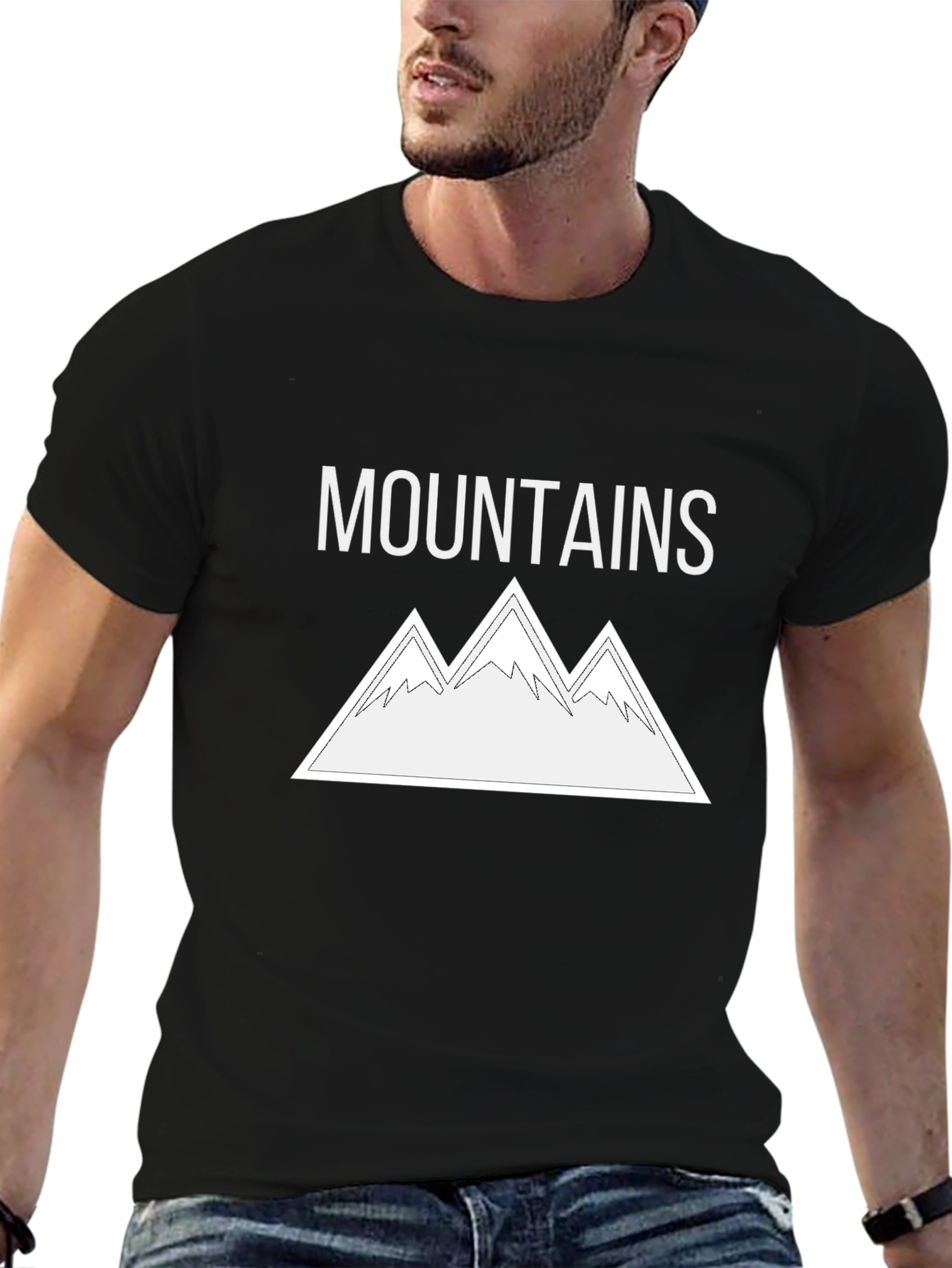 Mountains Graphic Tee - Stylish Black Cotton T-Shirt