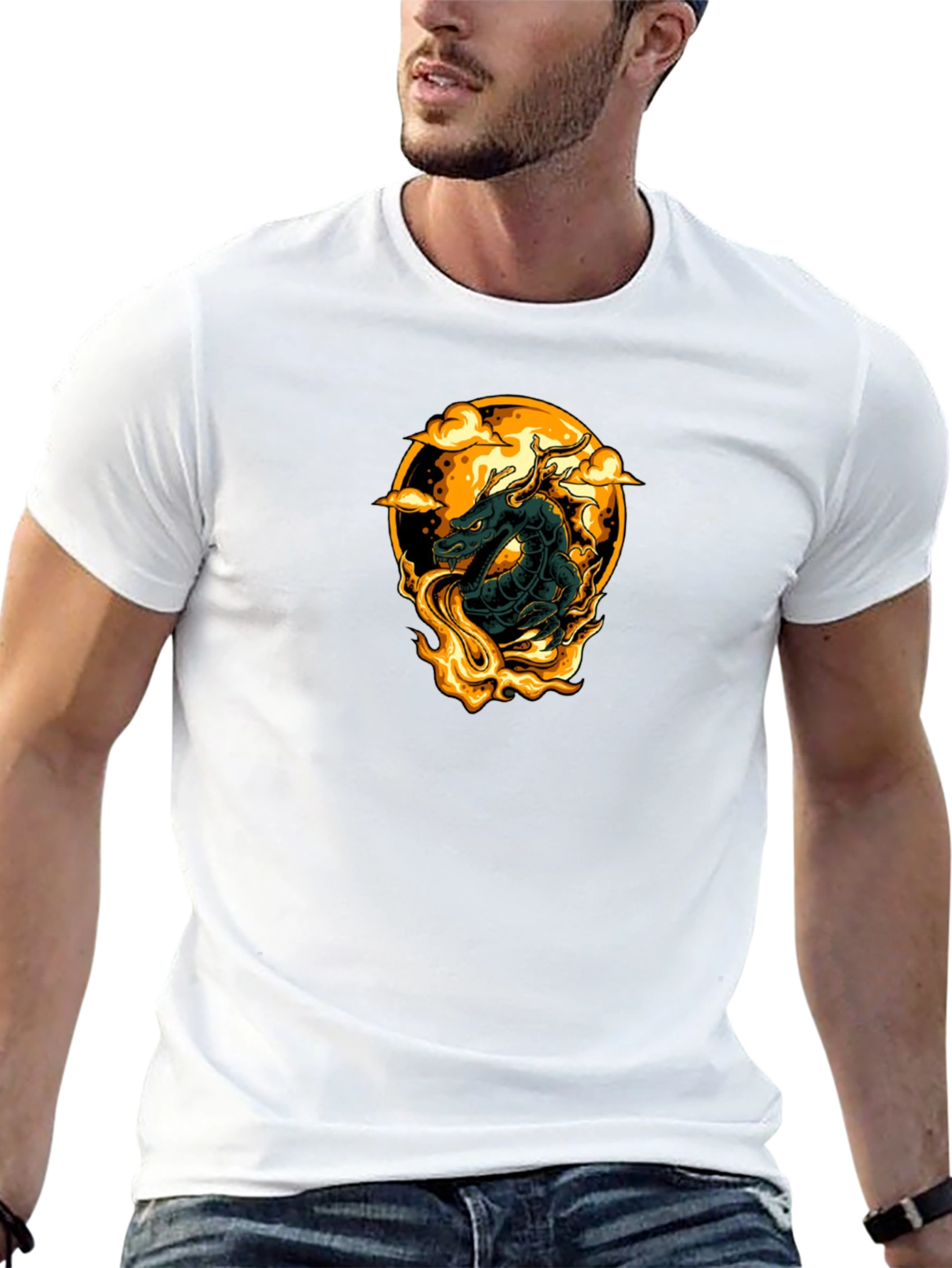 Dragon Fire Graphic Tee - Black Cotton Comfort