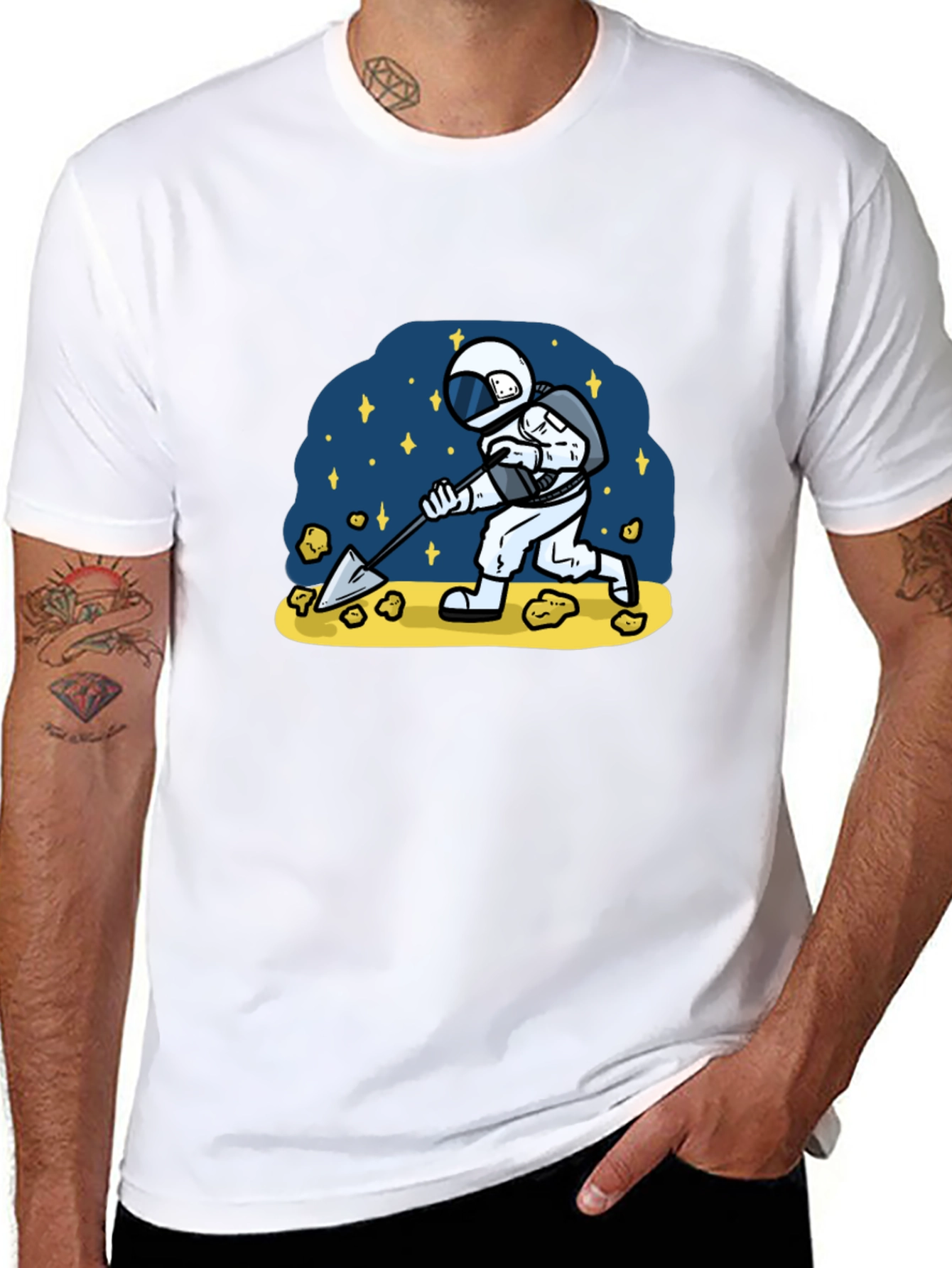 Astronaut Mining T-Shirt - Space Adventure Tee