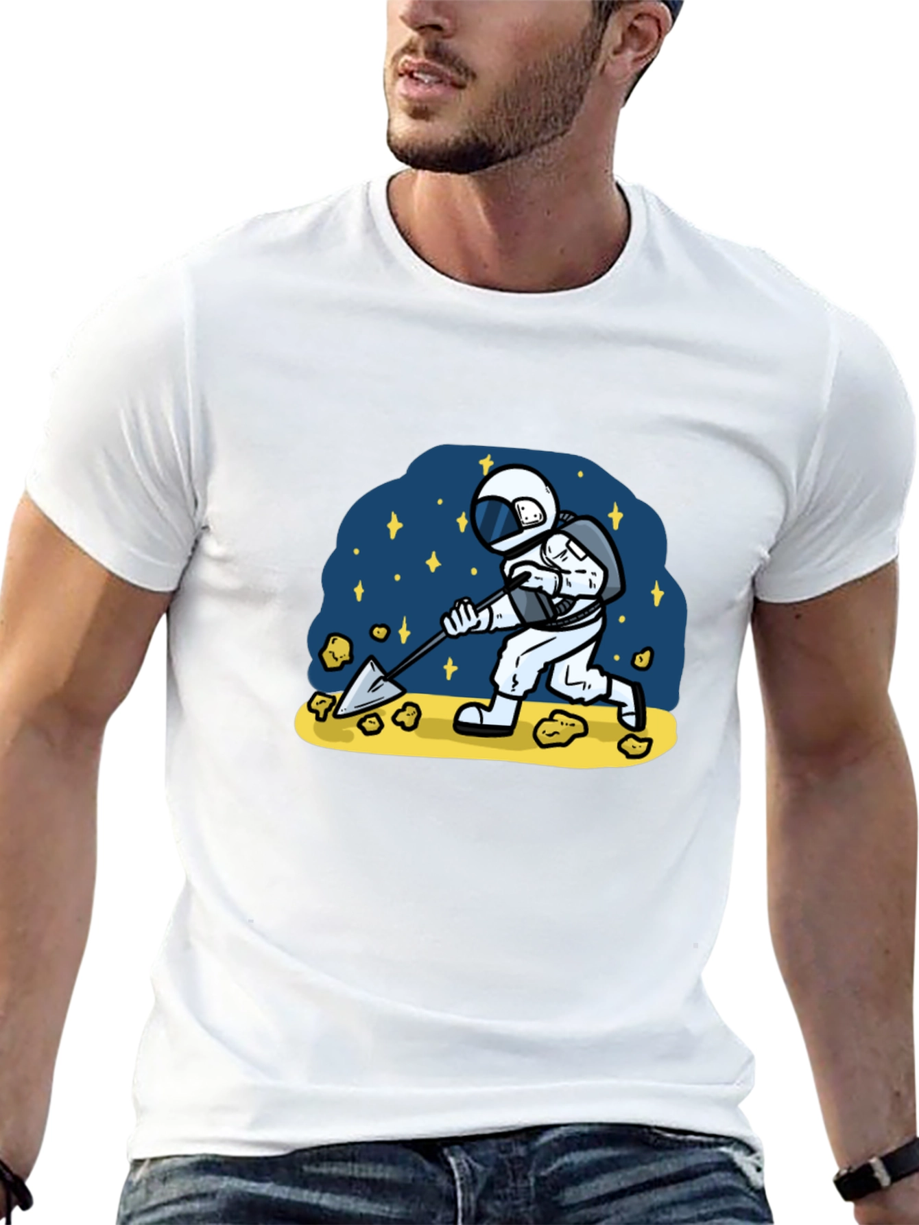 Astronaut Mining T-Shirt - Space Adventure Tee