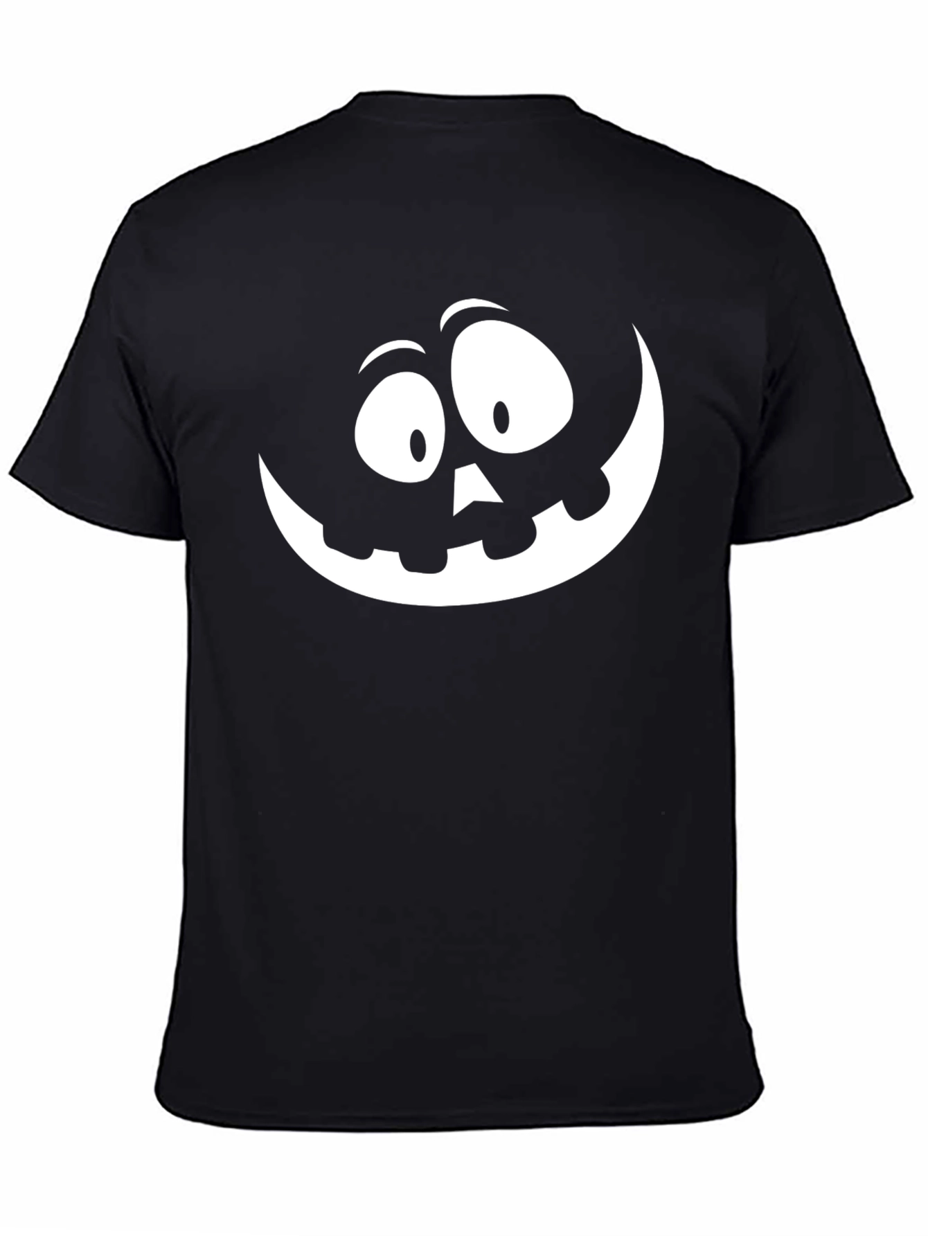 Halloween Pumpkin Face Graphic Tee - Black Cotton T-Shirt