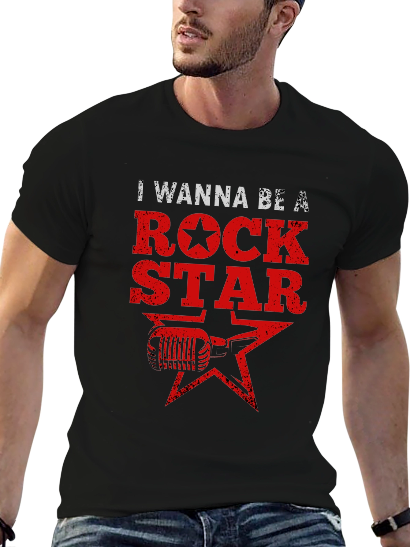 Rock Star Graphic Tee - Black Cotton T-Shirt