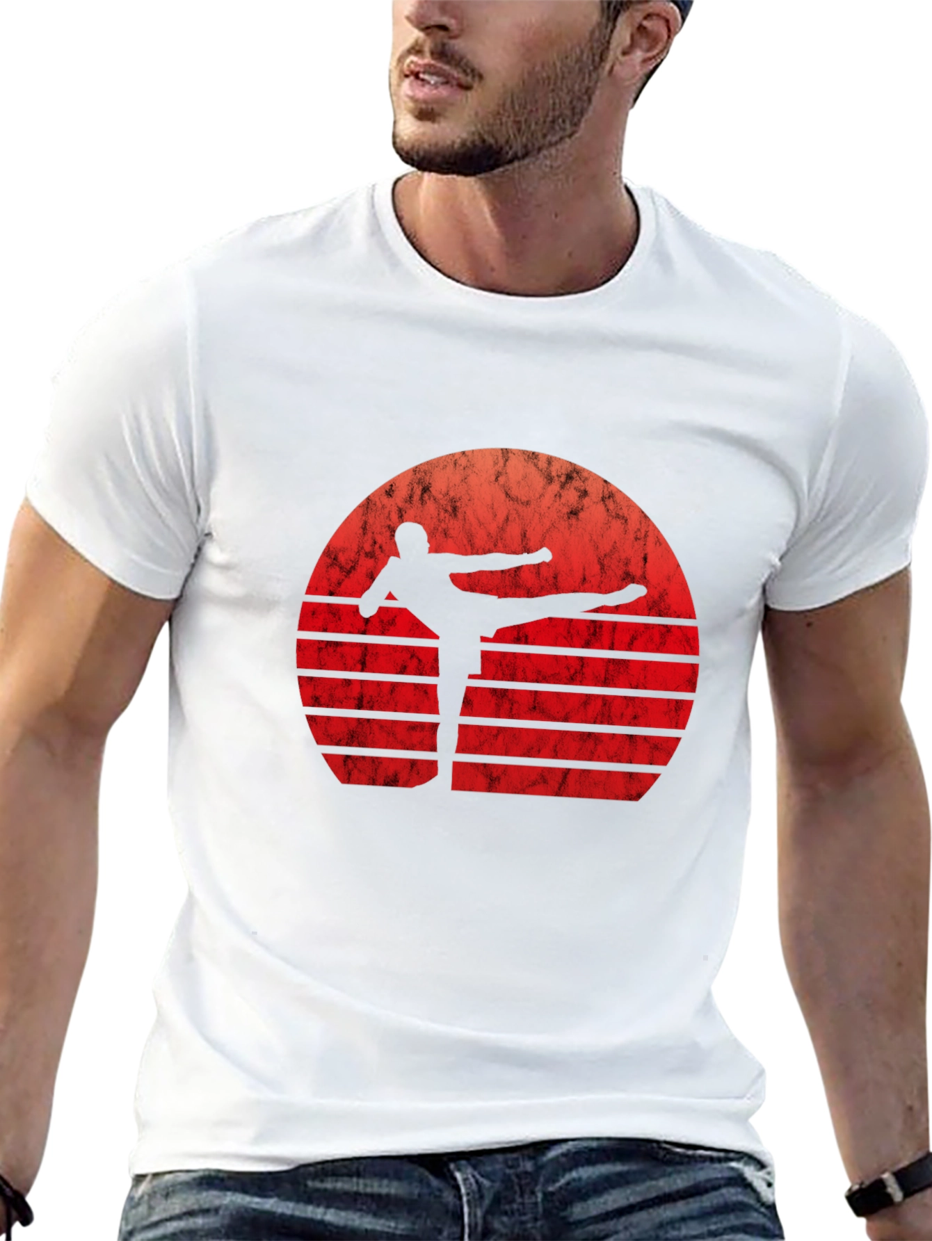 Retro Martial Arts Sunset Graphic Tee