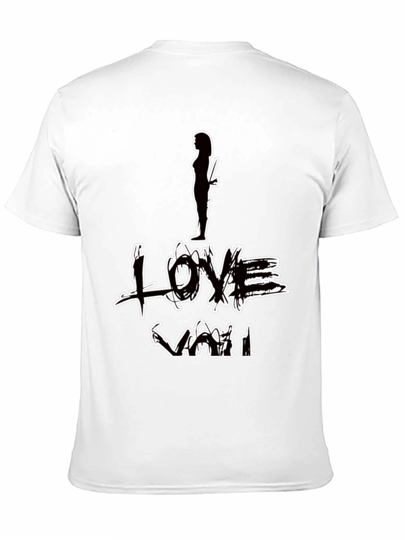 I Love You Graphic Print Black T-Shirt