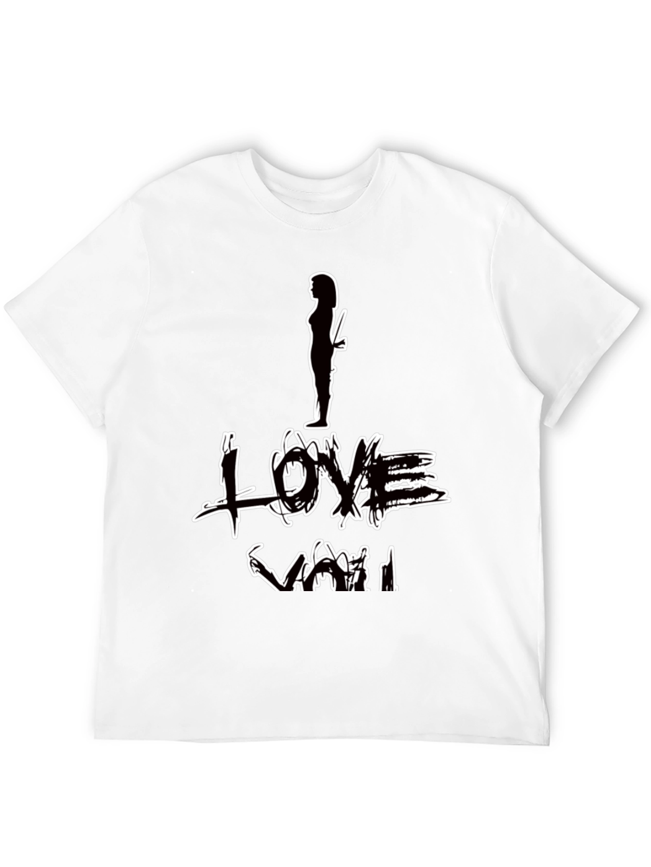 I Love You Graphic Print Black T-Shirt