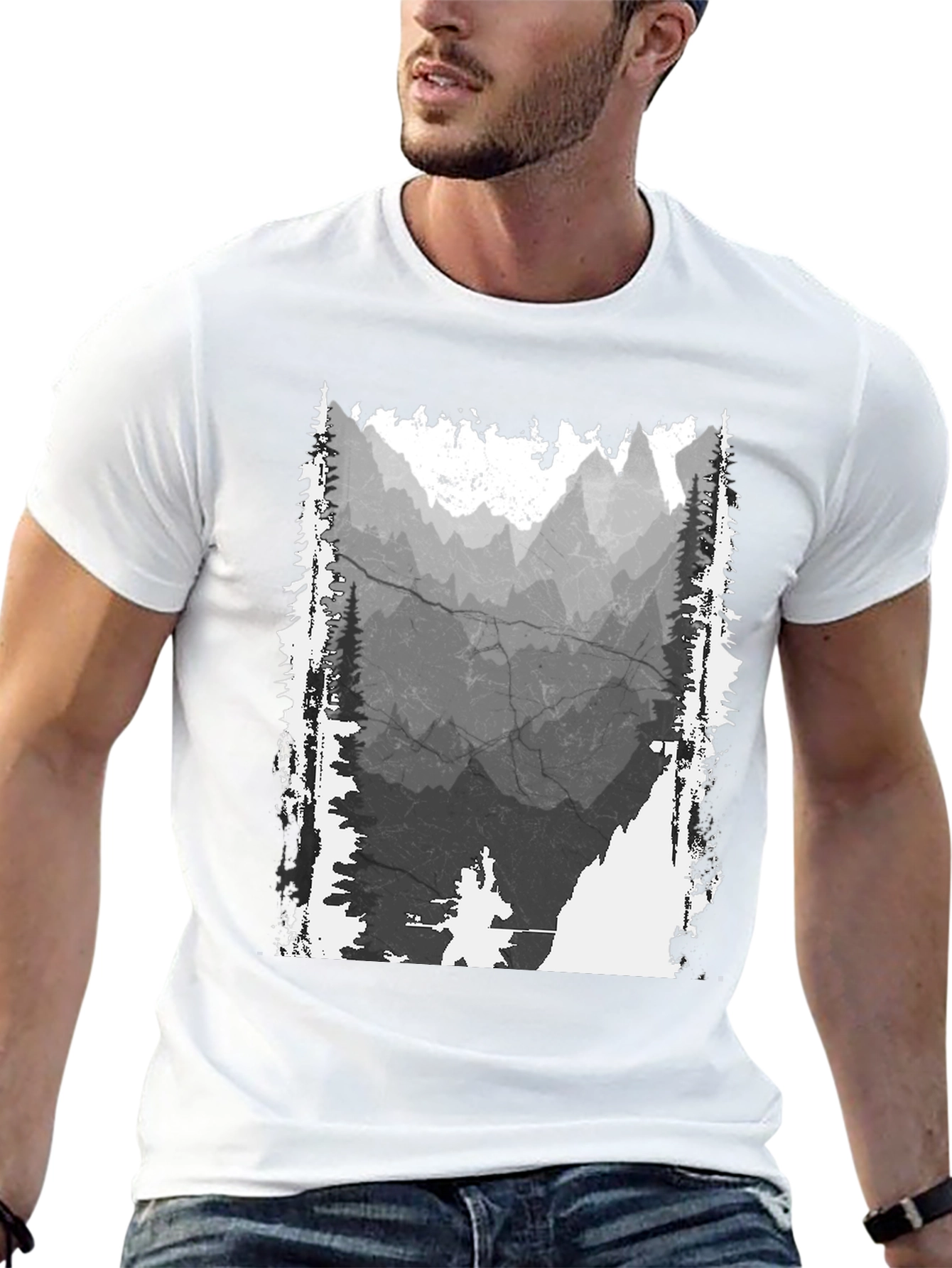 Mountain Graphic T-Shirt - Distressed Print