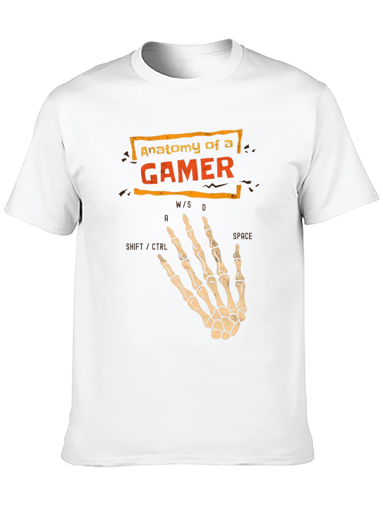 Anatomy of a Gamer T-Shirt - Skeleton Hand Design